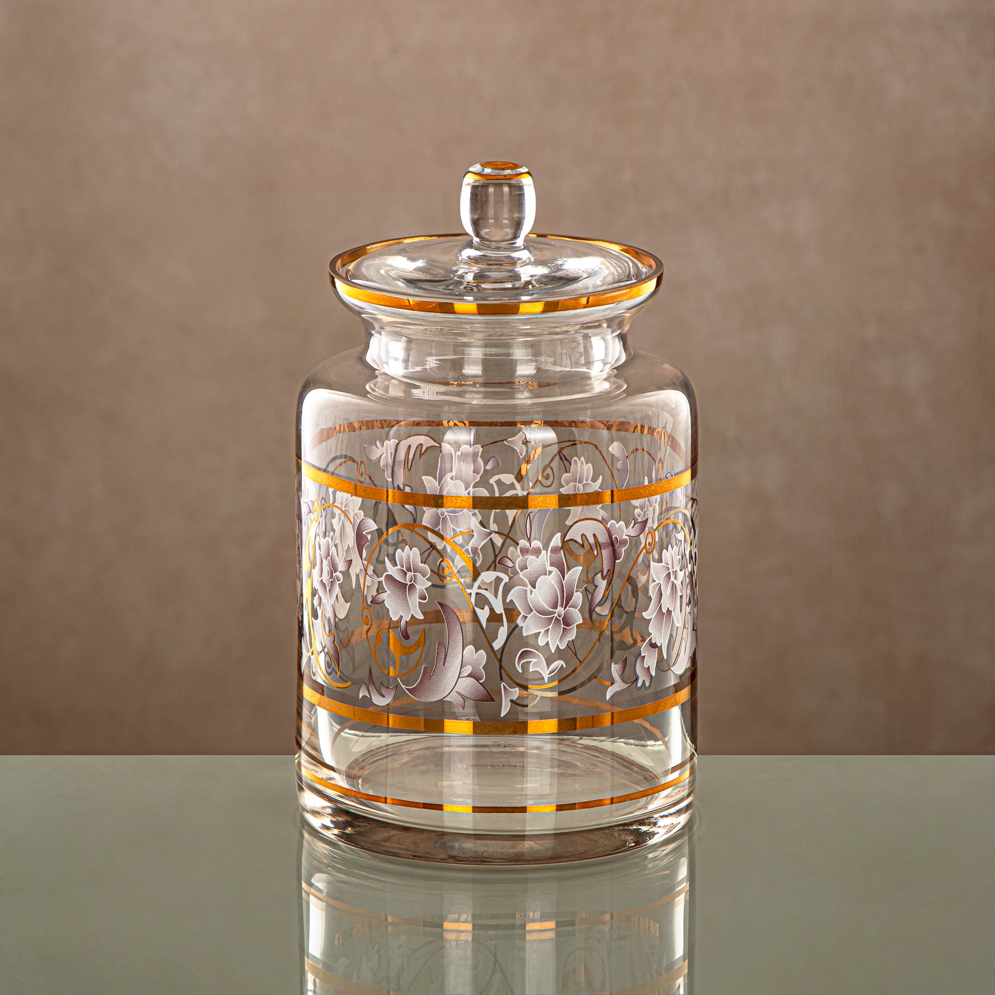 وعاء حلوى المرجان 1200ML، زجاج، نقش شفاف وذهبي (0185T-ZQDL) - تجمعات عائلية