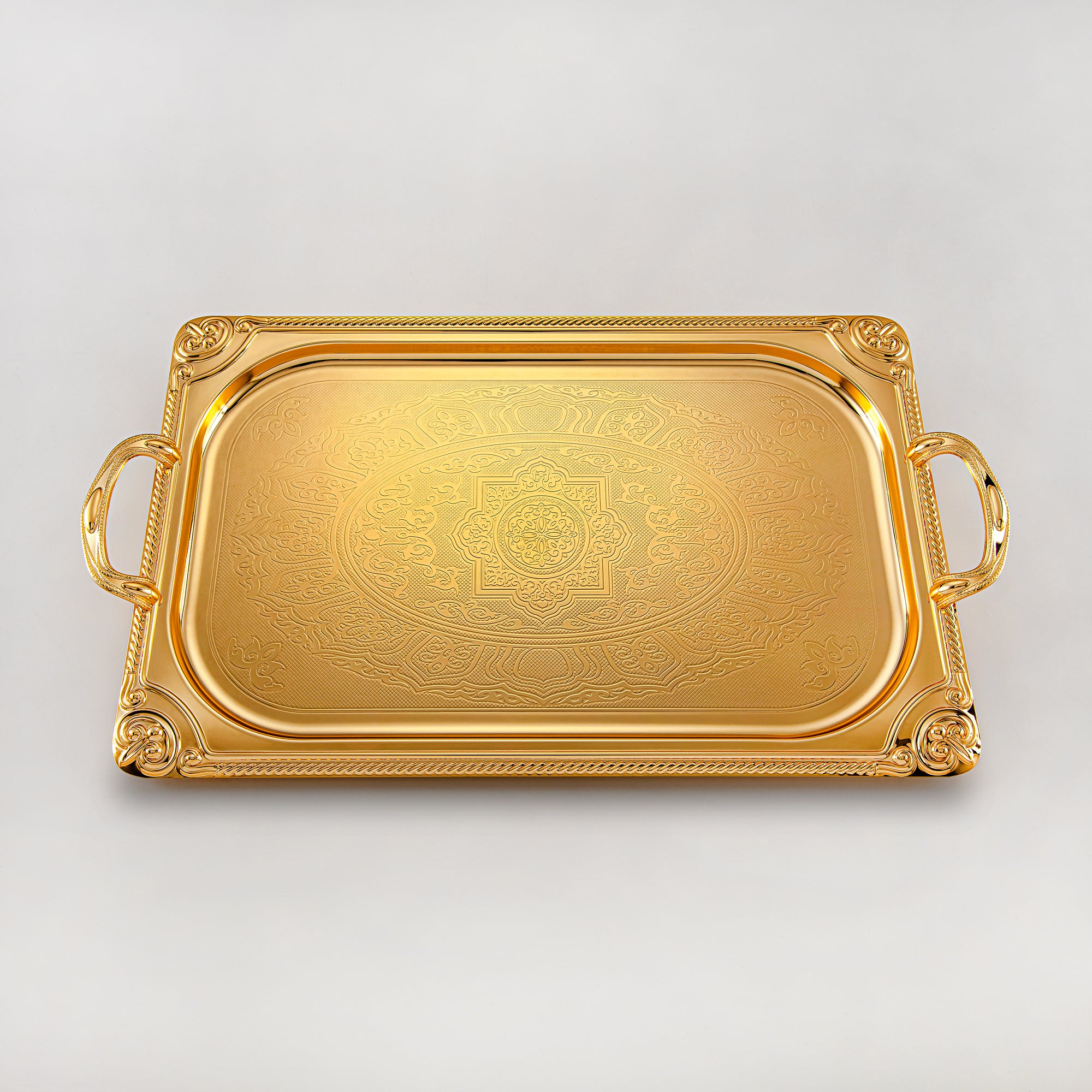 Almarjan Serving Tray, Golden (307XL-FG) | Ramadan & Special Occasions