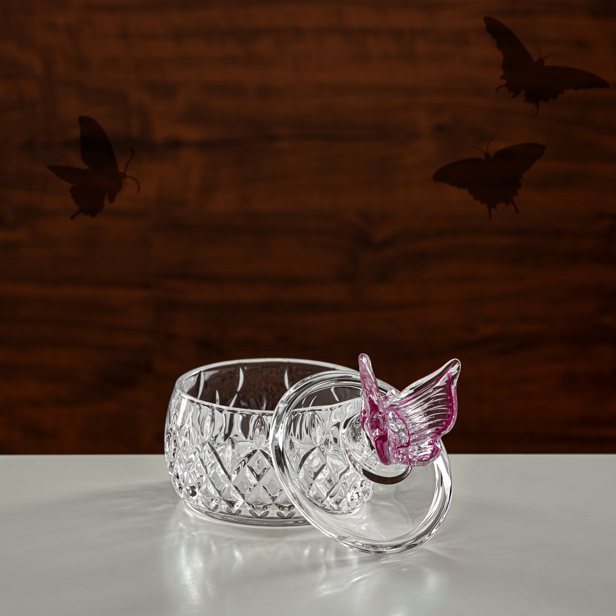 Almarjan Candy Bowl 11CM Glass Clear & Pink (41244-275-BG) Elegant Hosting Pieces