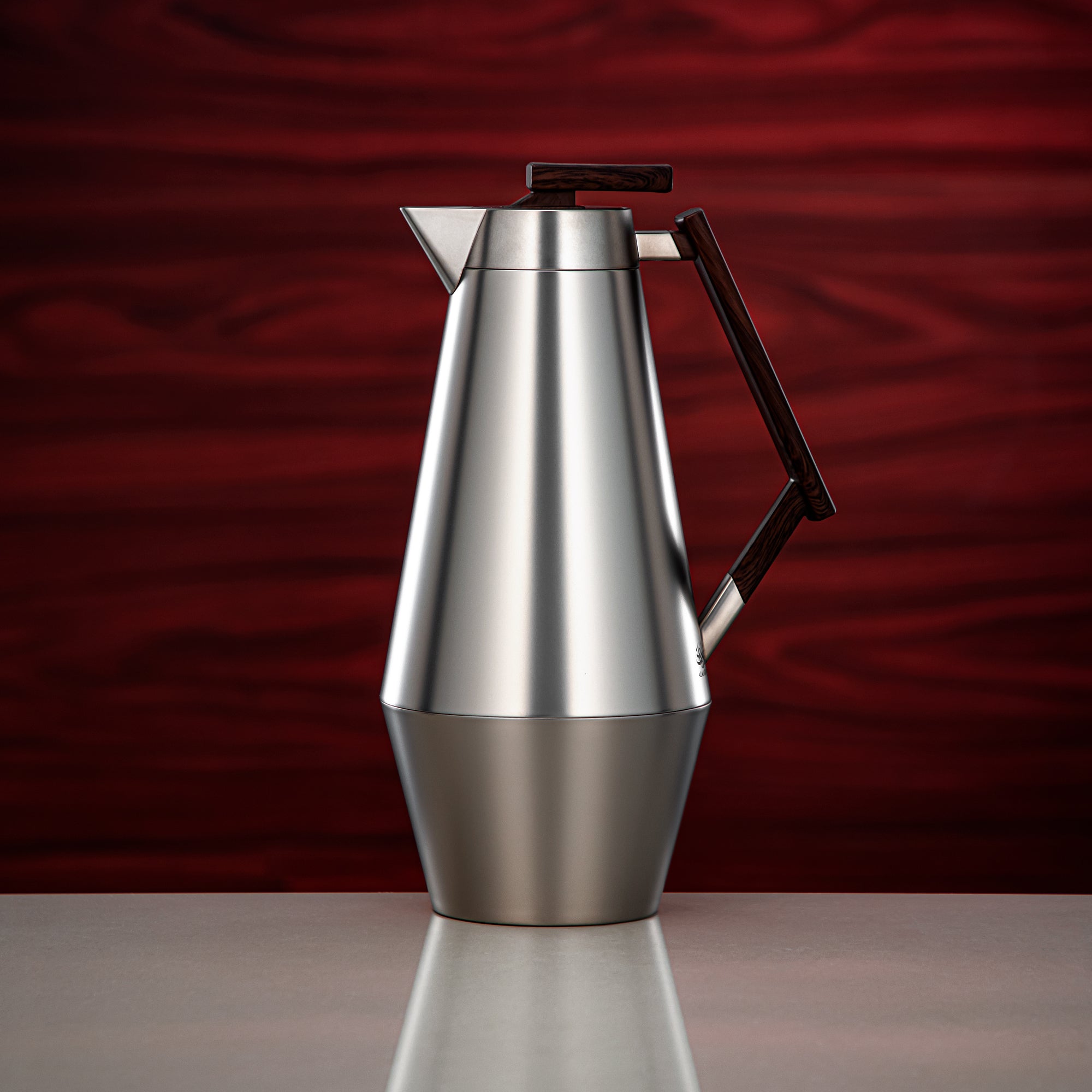 Almarjan Vacuum Flask Set 0.7L & 1L Matt Nickel & Matt Dark Wood