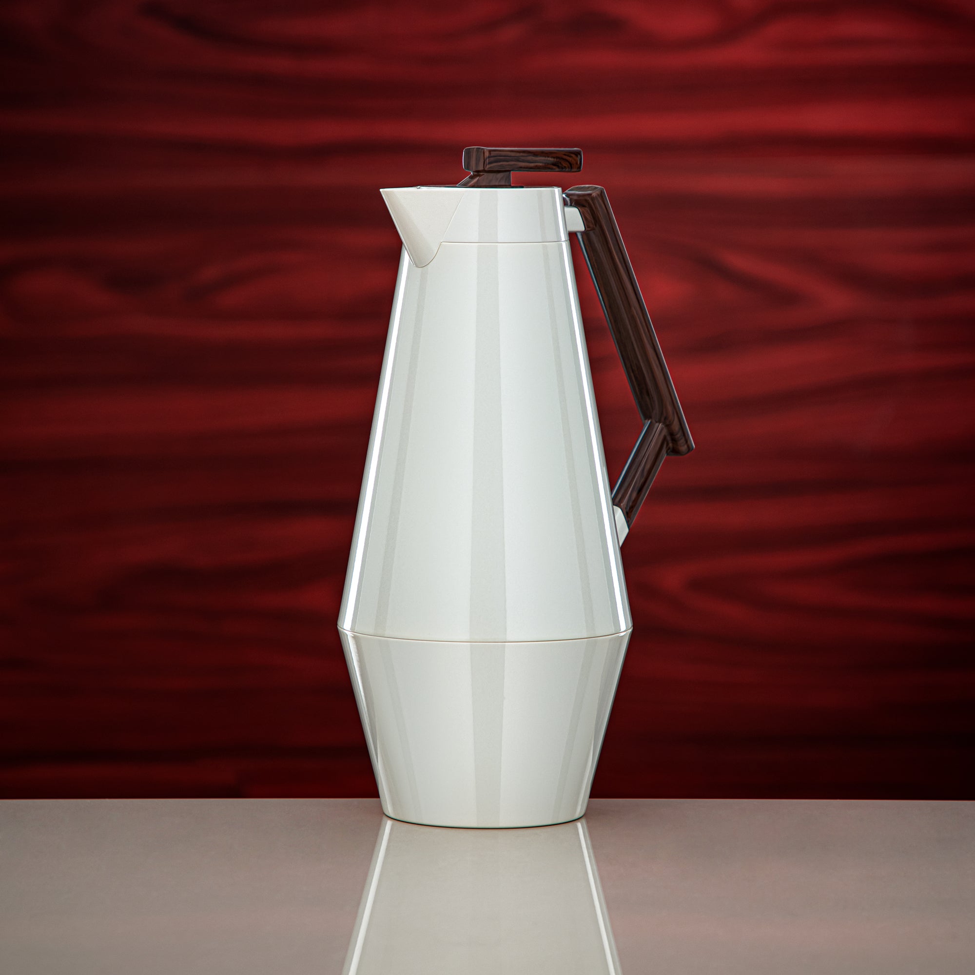 Almarjan Vacuum Flask Set 0.7L & 1L Pearl White & Dark Wood