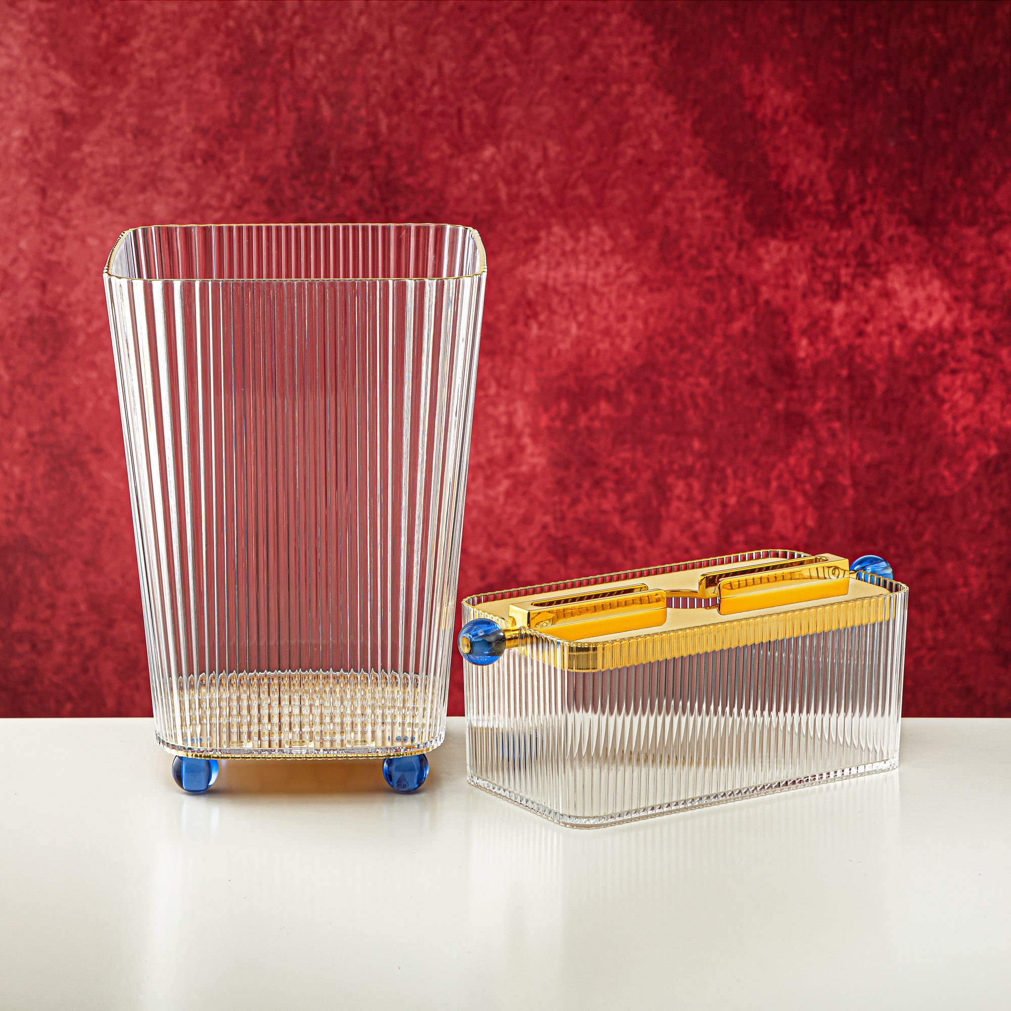 المرجان طقم سلة مهملات وصندوق مناديل أكريليك قطعتين - FB01/02 NV/G