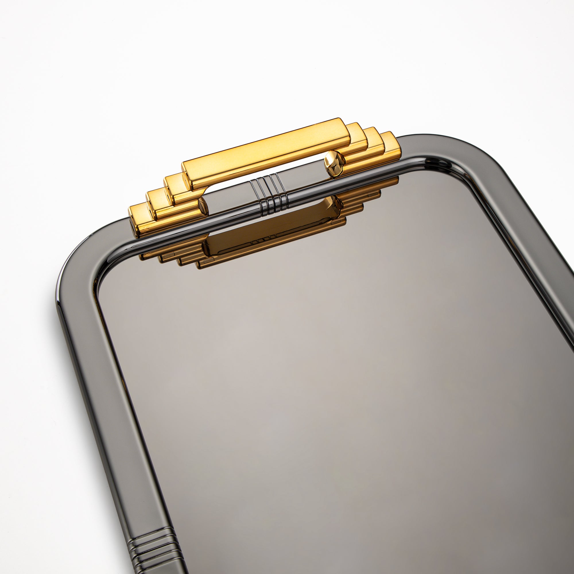 صينية تقديم المرجان 50 سم باللون الأسود المعدني والذهبي