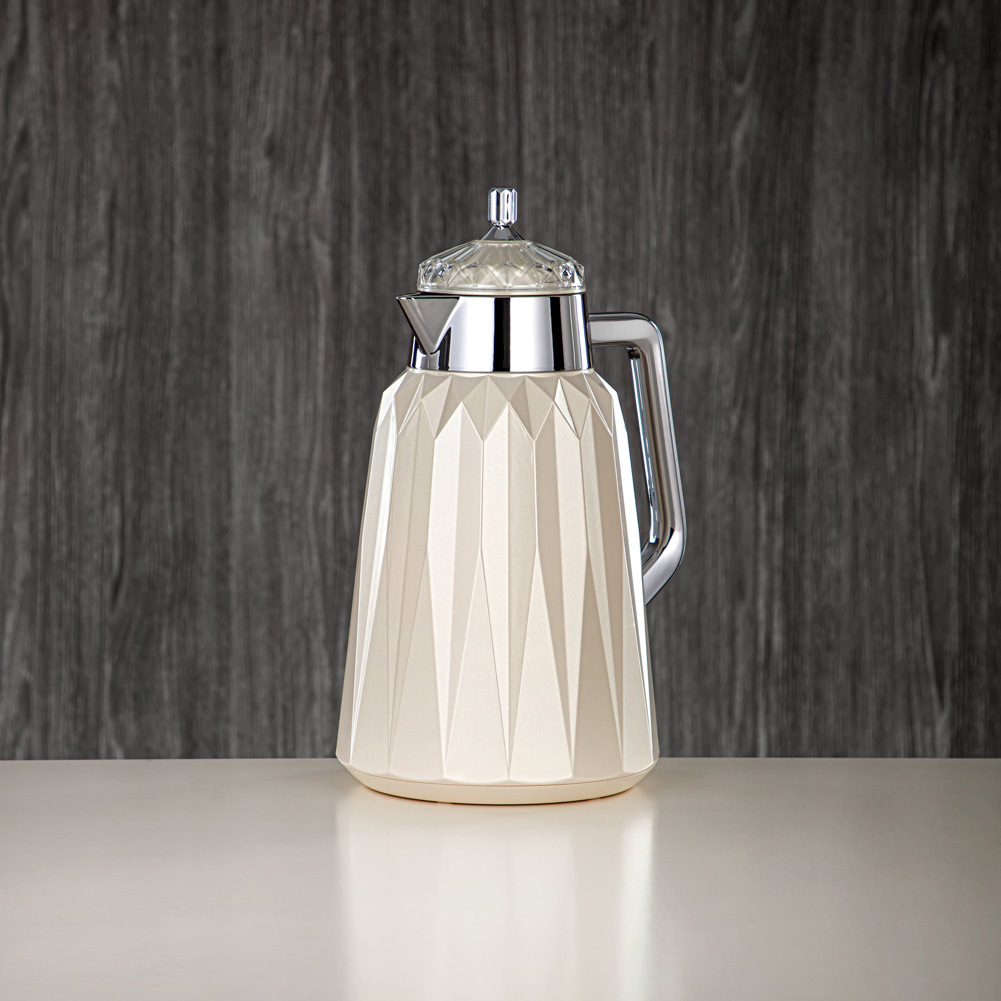 ألمرجان طقم ترامس - 1 لتر + 1 لتر، ABS، أبيض لؤلؤي وفضي، تشطيب مرآة | FG209AB-100 PW/C