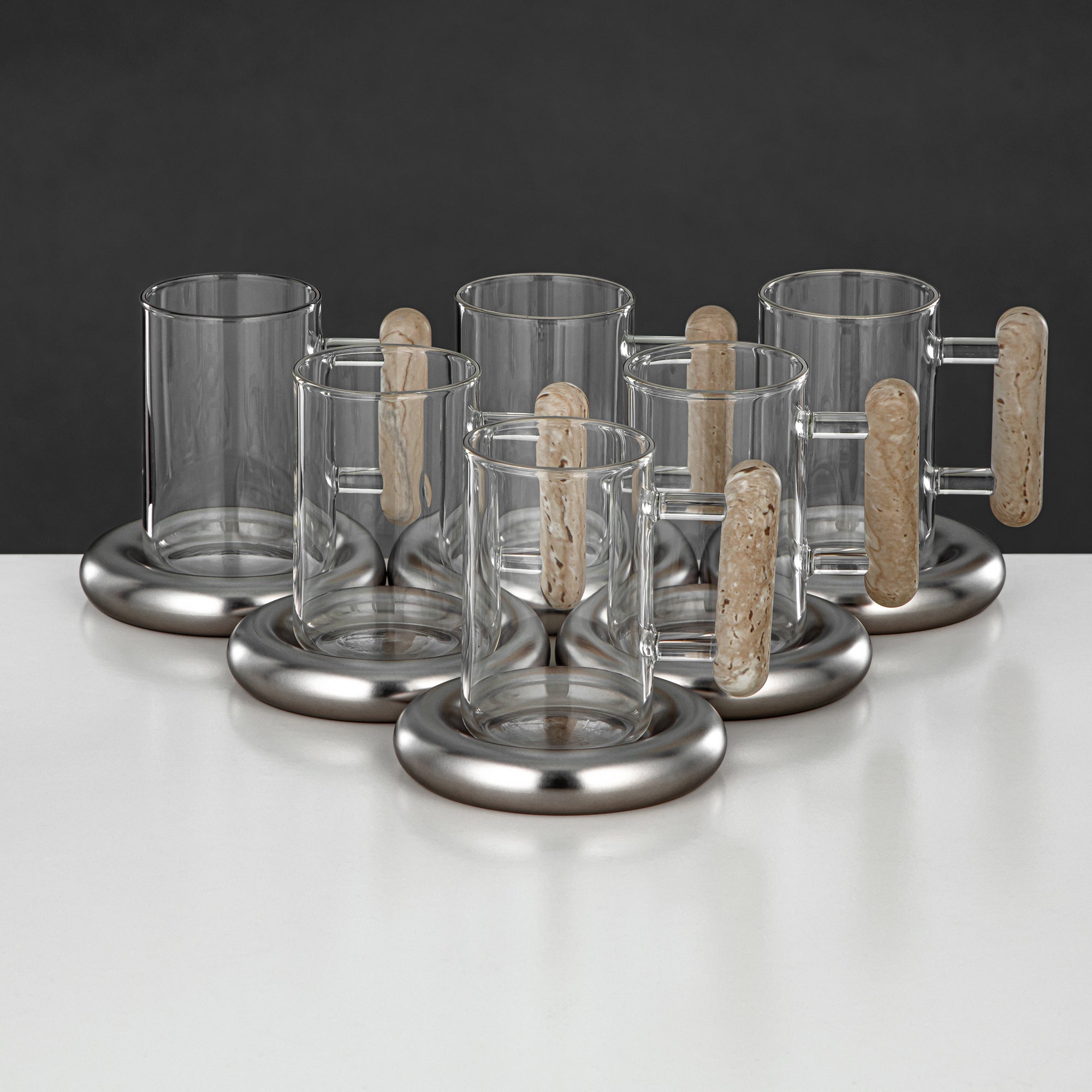 طقم ترامس المرجان 21 قطعة بلمسة نيكل غير لامع مع مقبض وغطاء من الترافرتين 1L + 1L (FG211-21 MNI/TM) – تقديم متكامل | رمضان و التجمعات