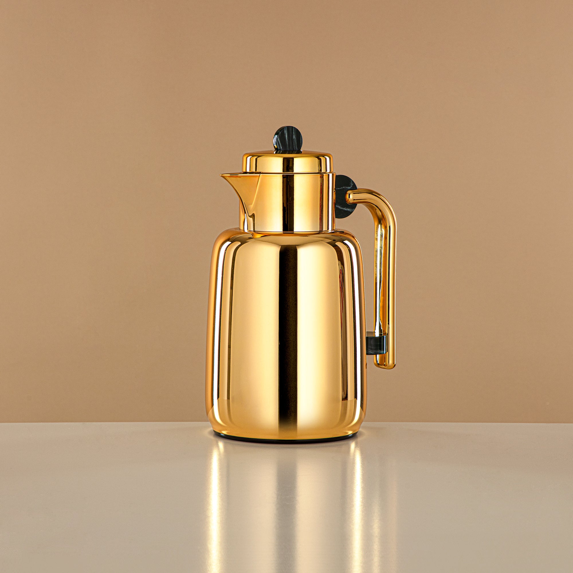 ألمرجان طقم ترامس - 0.7 لتر + 1 لتر، ذهبى وأسود/رخام أخضر (FG808-070/100 GM/G) - لتقديم الشاي والقهوة