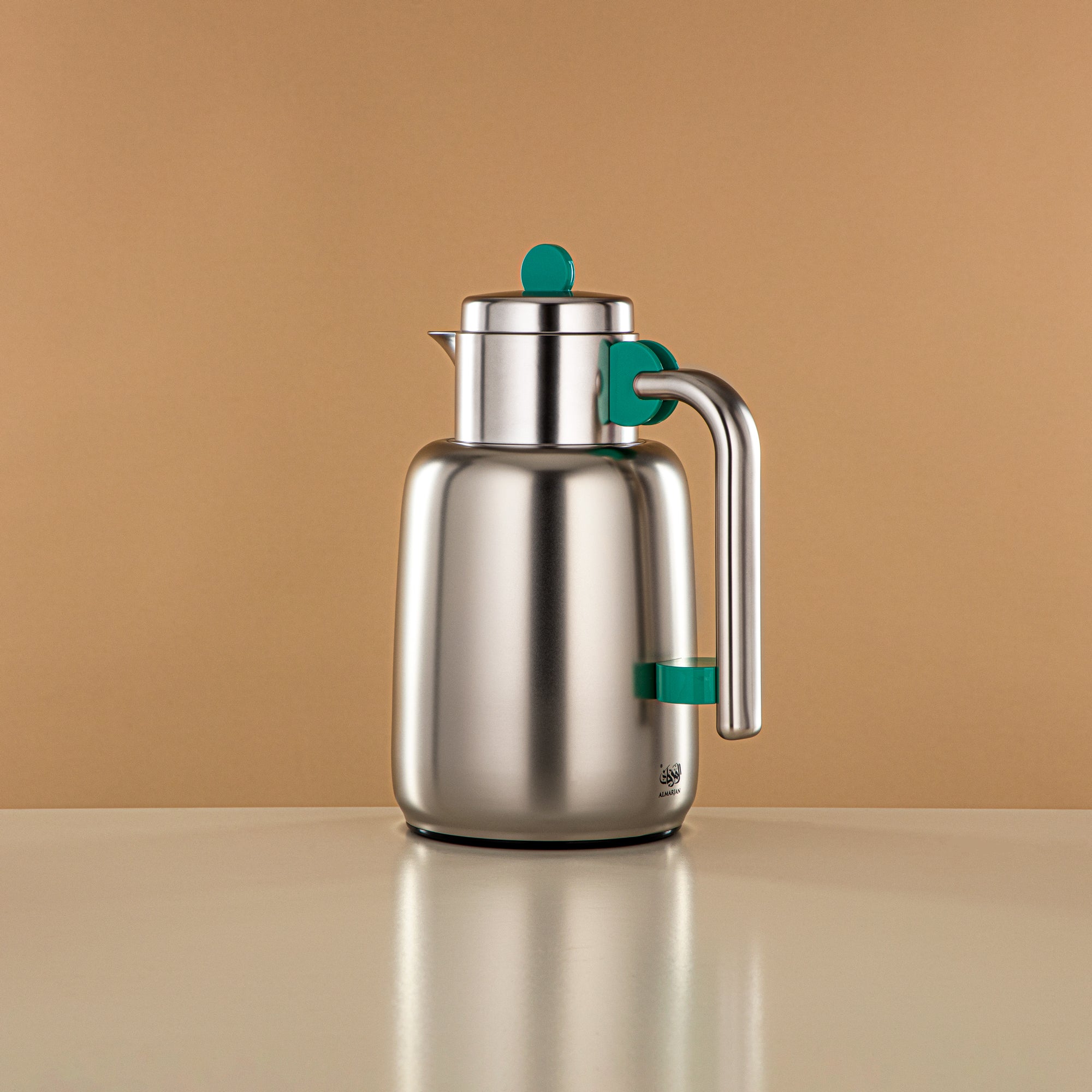 Almarjan Vacuum Flask Set - 0.7L + 1L, Matt Silver & Tiffany Green (FG808-070/100 TF/MC) - For Serving Tea & Coffee