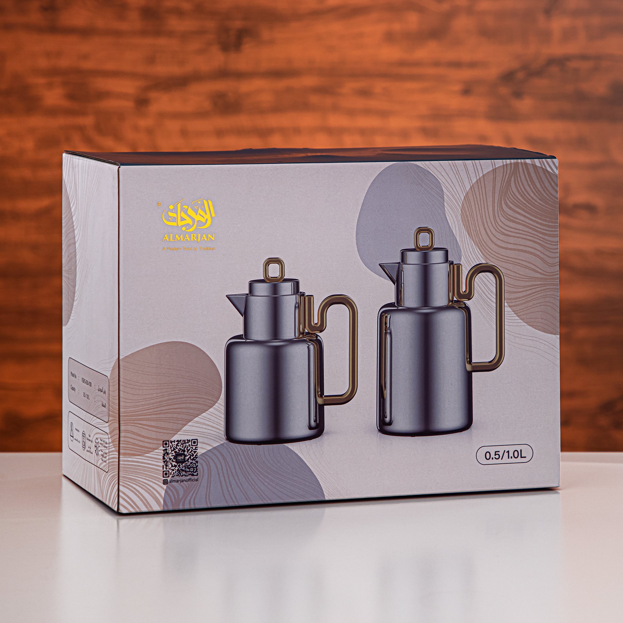 Almarjan Vacuum flask Set 0.5 liter + 1 liter matt rose gold & matt nickel (FG815-050/100 MRG/MNI)