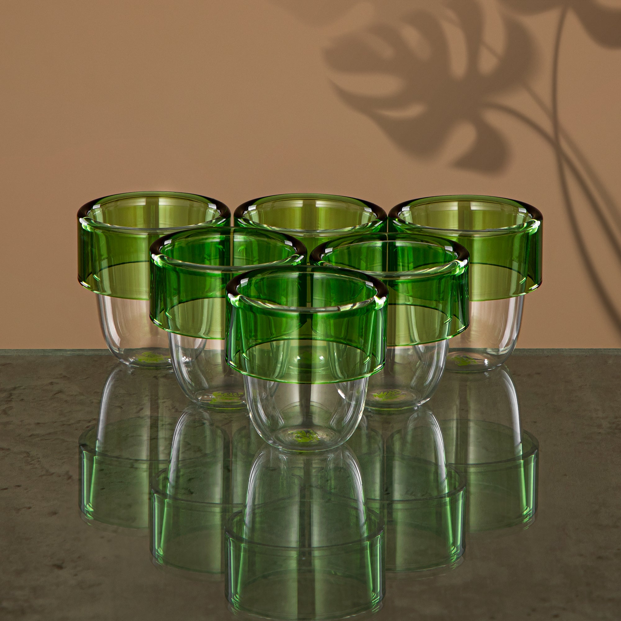 Almarjan Tea & Coffee Set 18 Pieces, Borosilicate Glass, Clear & Green (GLS0010138) - Modern Serveware