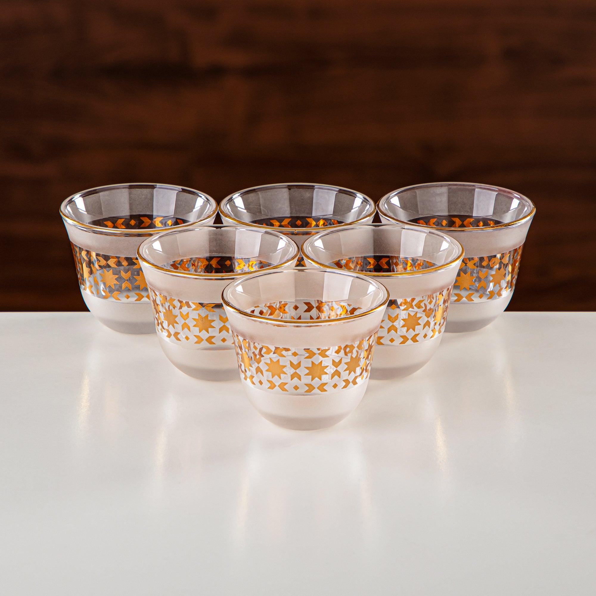 طقم شاي وقهوة المرجان 18 قطعة، زجاج، صقيع وذهب (GLS2630071) - أدوات تقديم تشيش