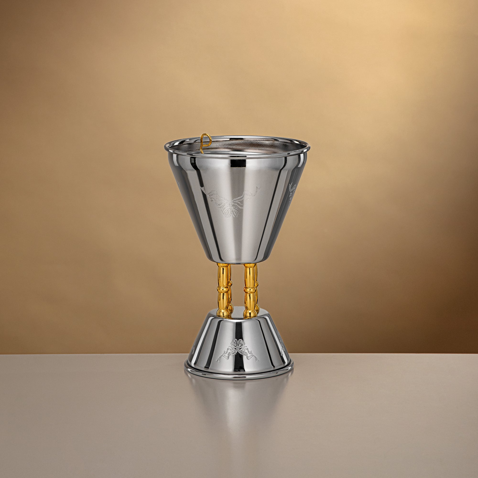 المرجان مبخرة بطول 21 سم فضية وذهبية لامعة - HT2506085