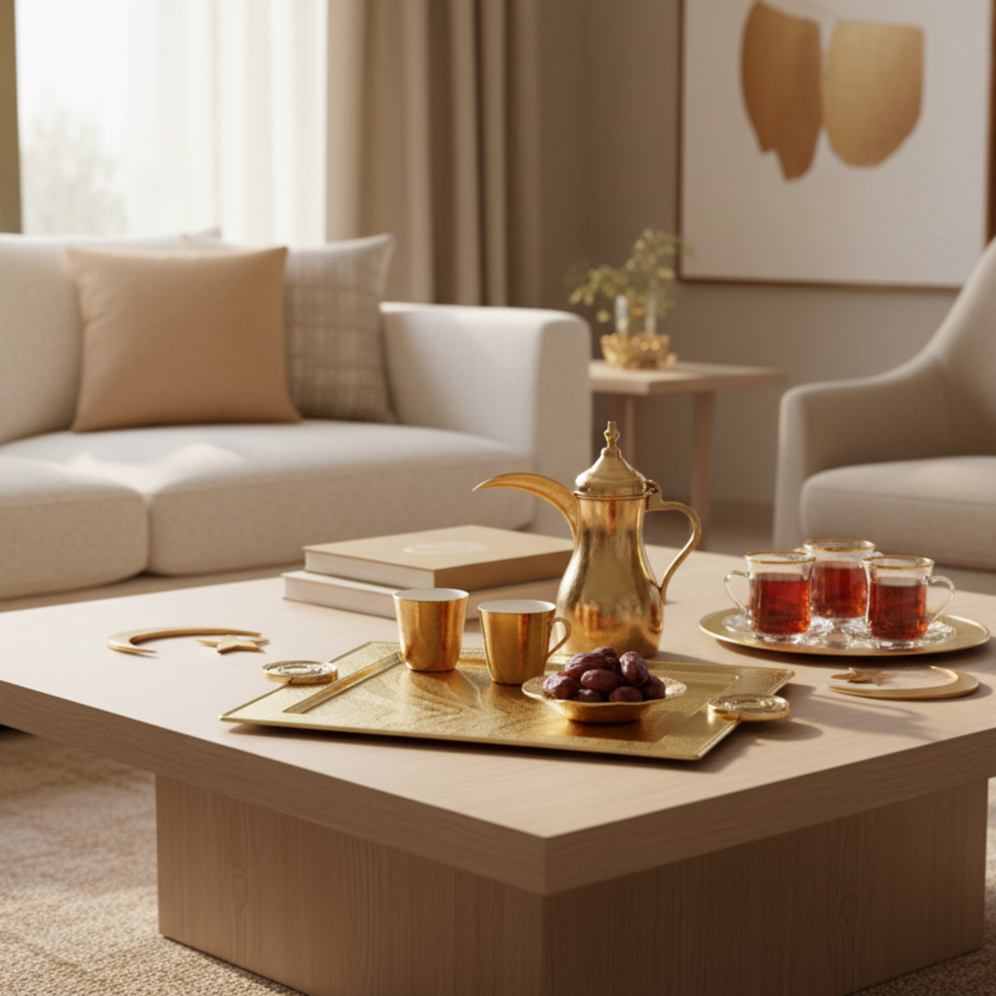 صينية تقديم المرجان 59 سم نحاس بتأثير التشقق