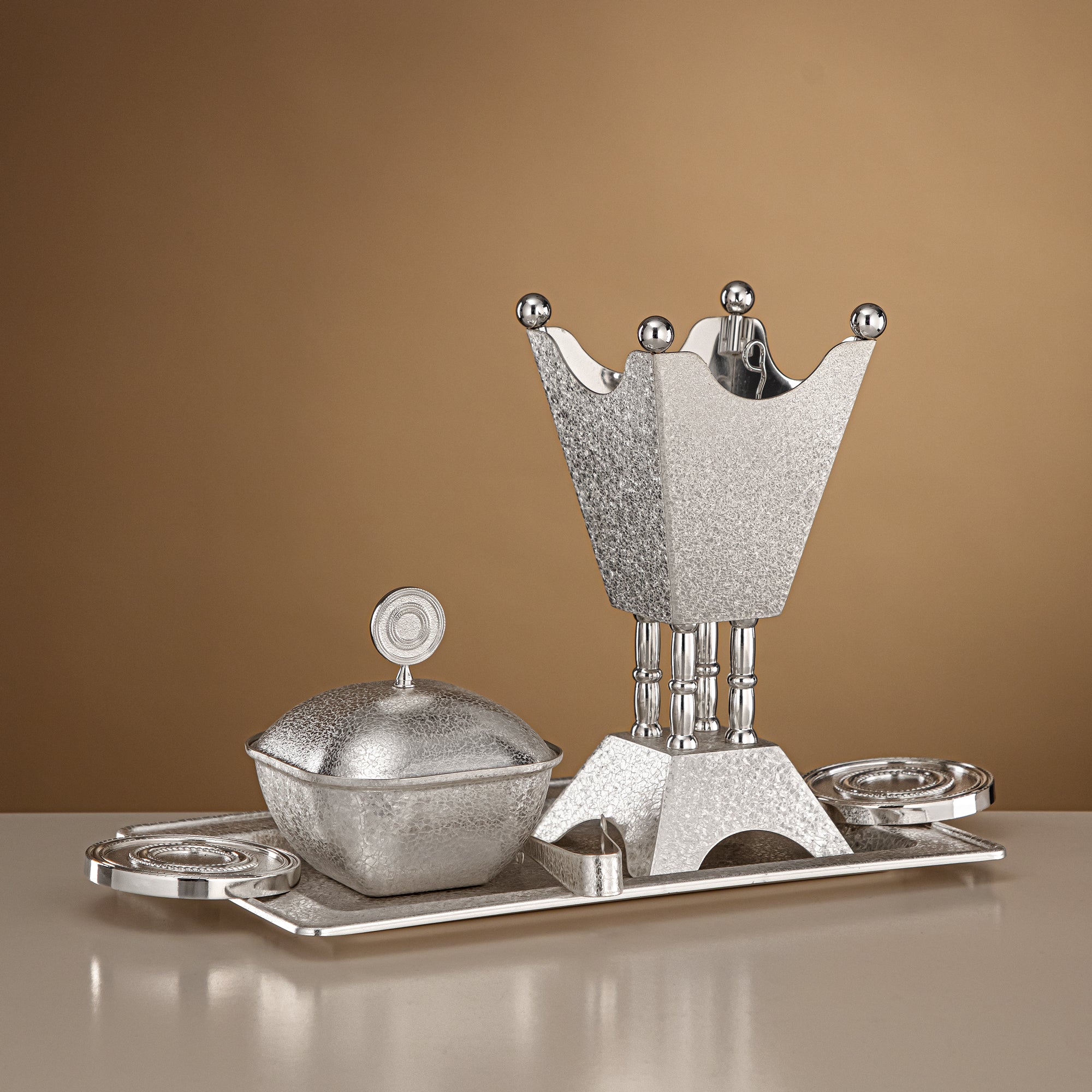 Almarjan Incense Burner Set 4-Piece Silver