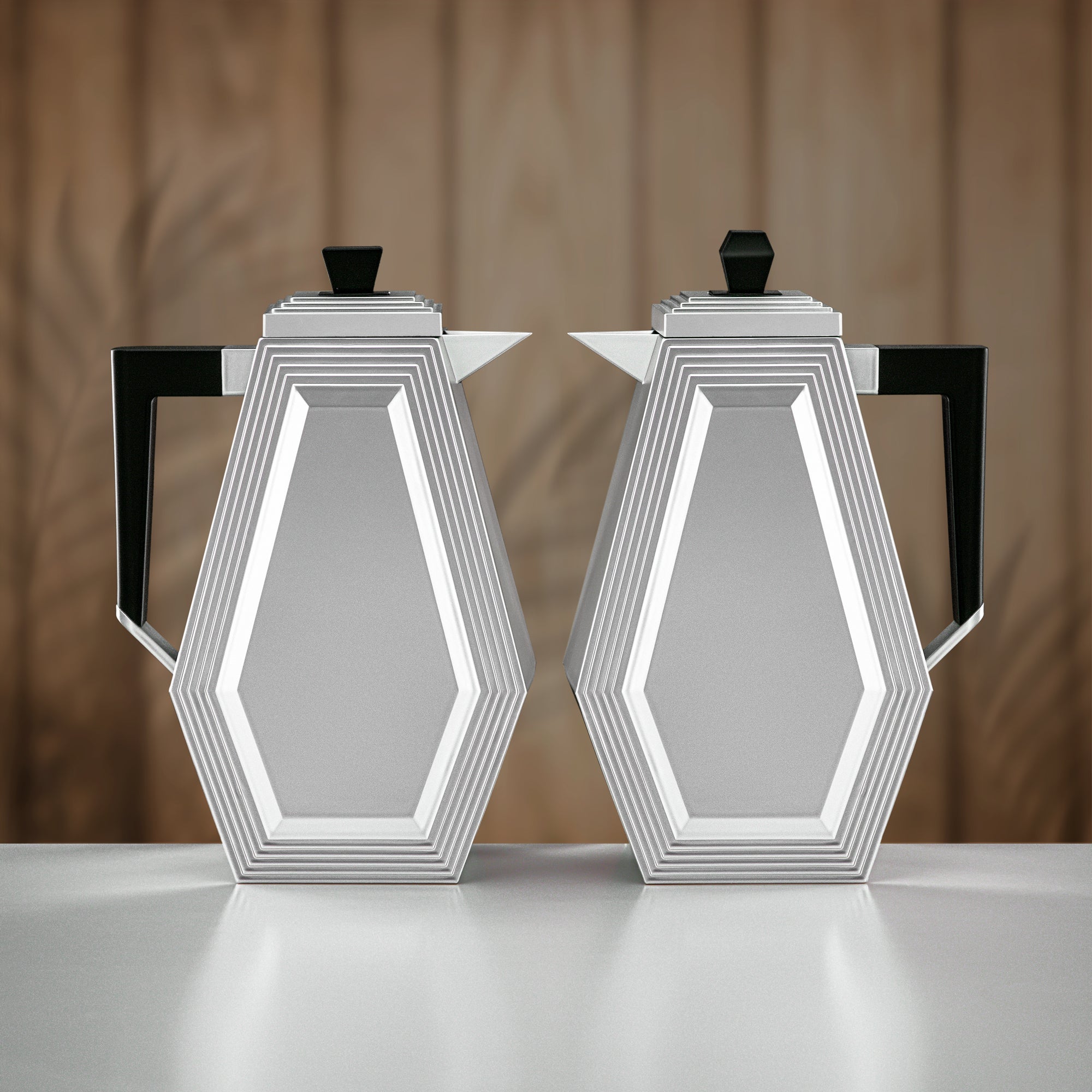 Almarjan Vacuum Flask Set 0.7L + 0.7L Matt Silver & Black