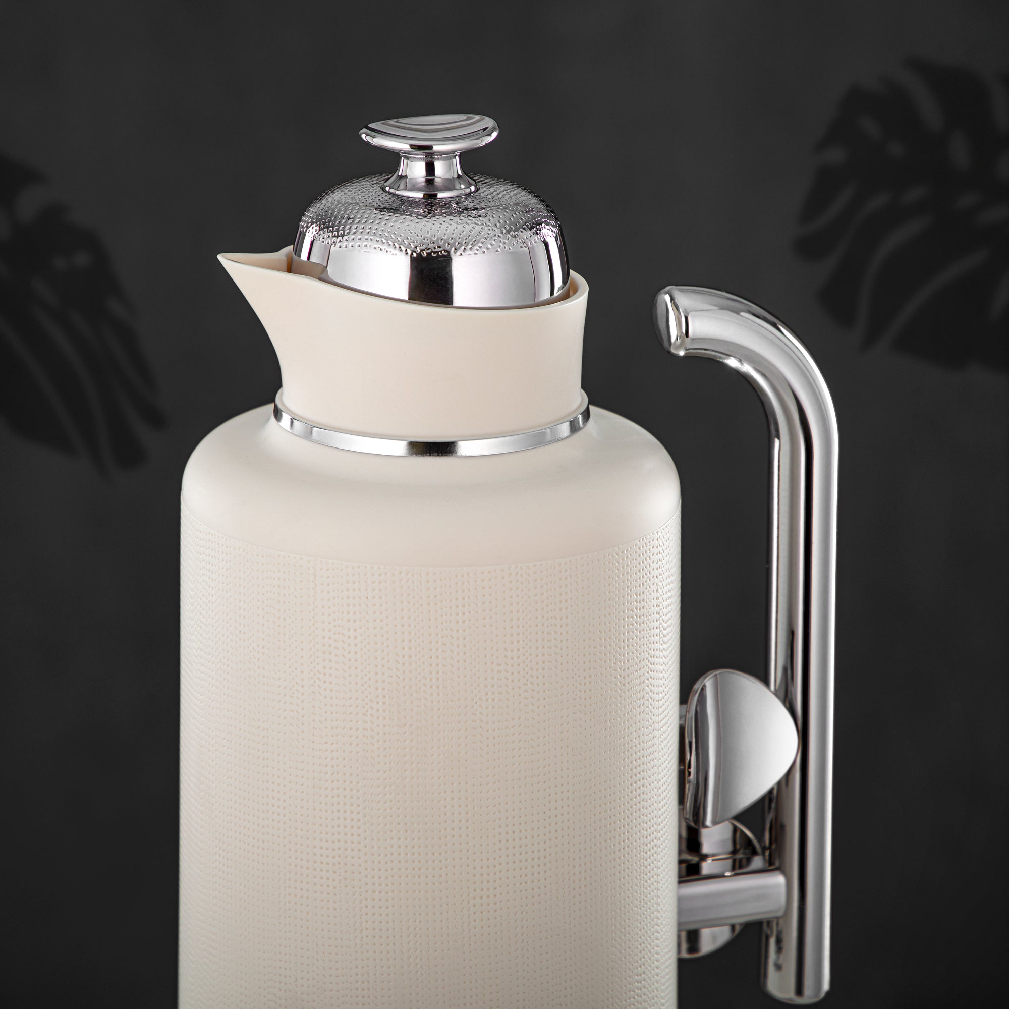 Almarjan Vacuum Flask Set, ABS, Push Button, 1L + 1L, Matt Ivory & Silver (IZ-MIVYS) - Modern Elegance