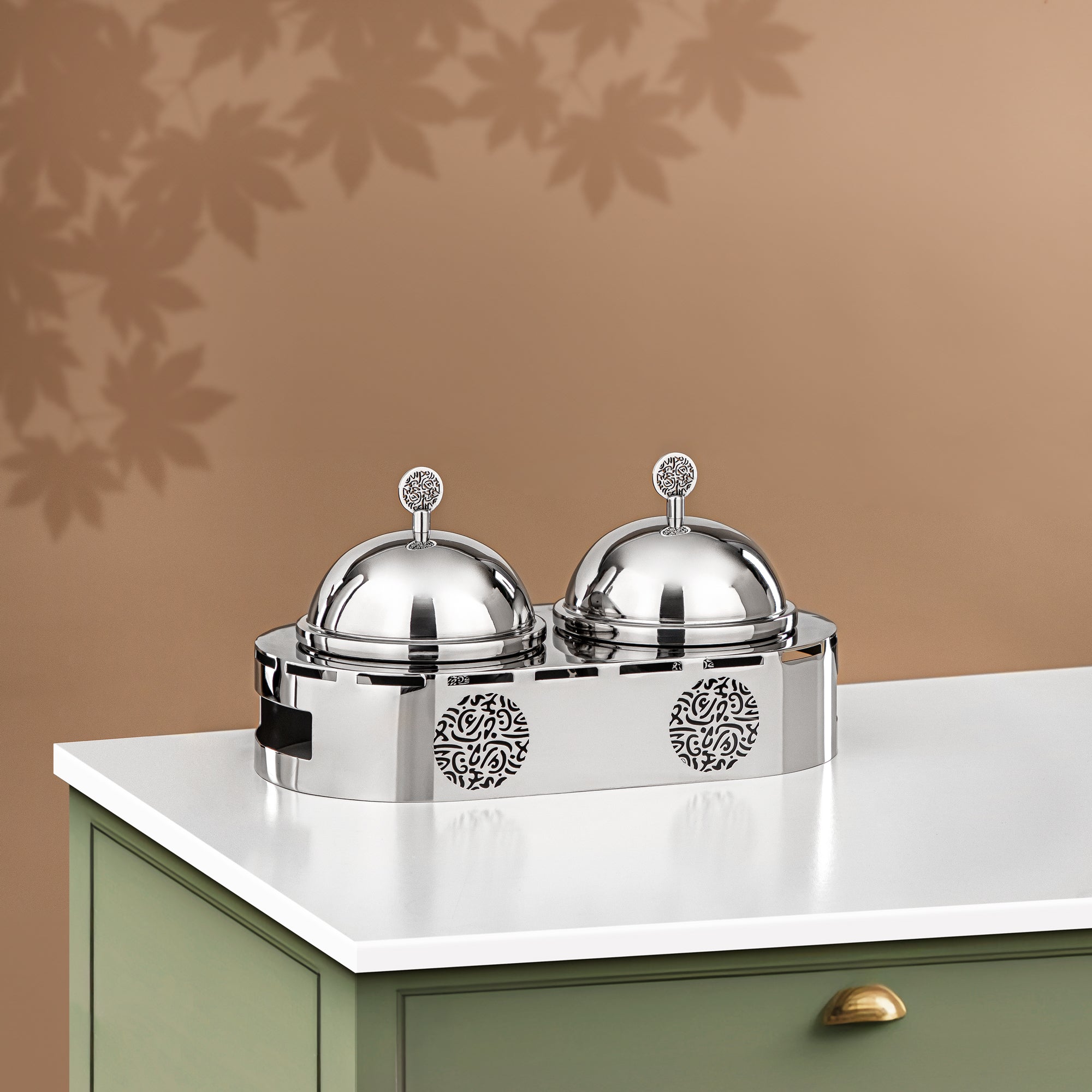 طقم حلوى ألمرجان 2 جزء ستانلس ستيل فضي (MD-3020) - أدوات تقديم أنيقة