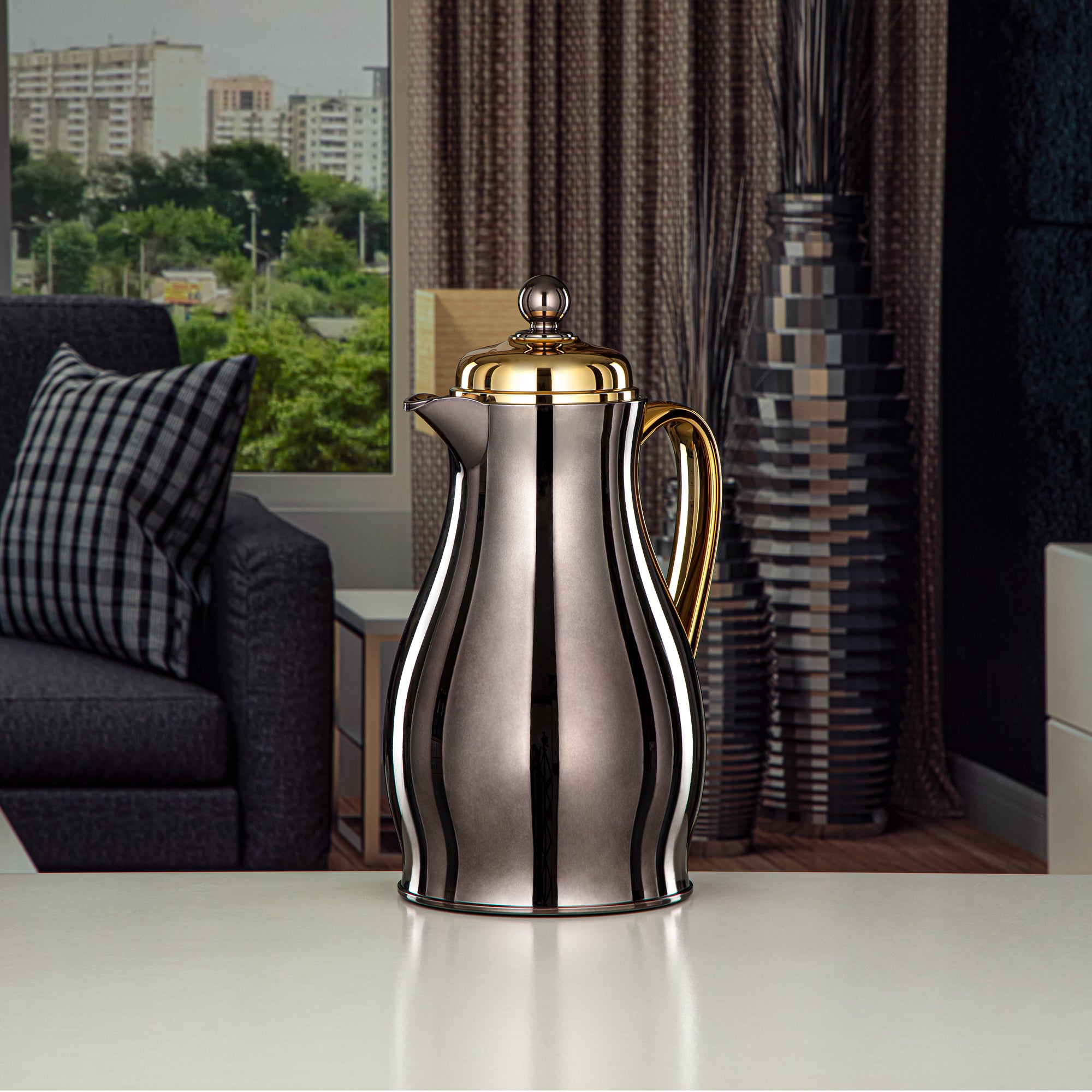 طقم ترامس المرجان Nickle Black & Gold 0.7L + 1L (RPA-070-NBKG+RPA-100-NBKG) – تقديم أنيق | رمضان و التجمعات