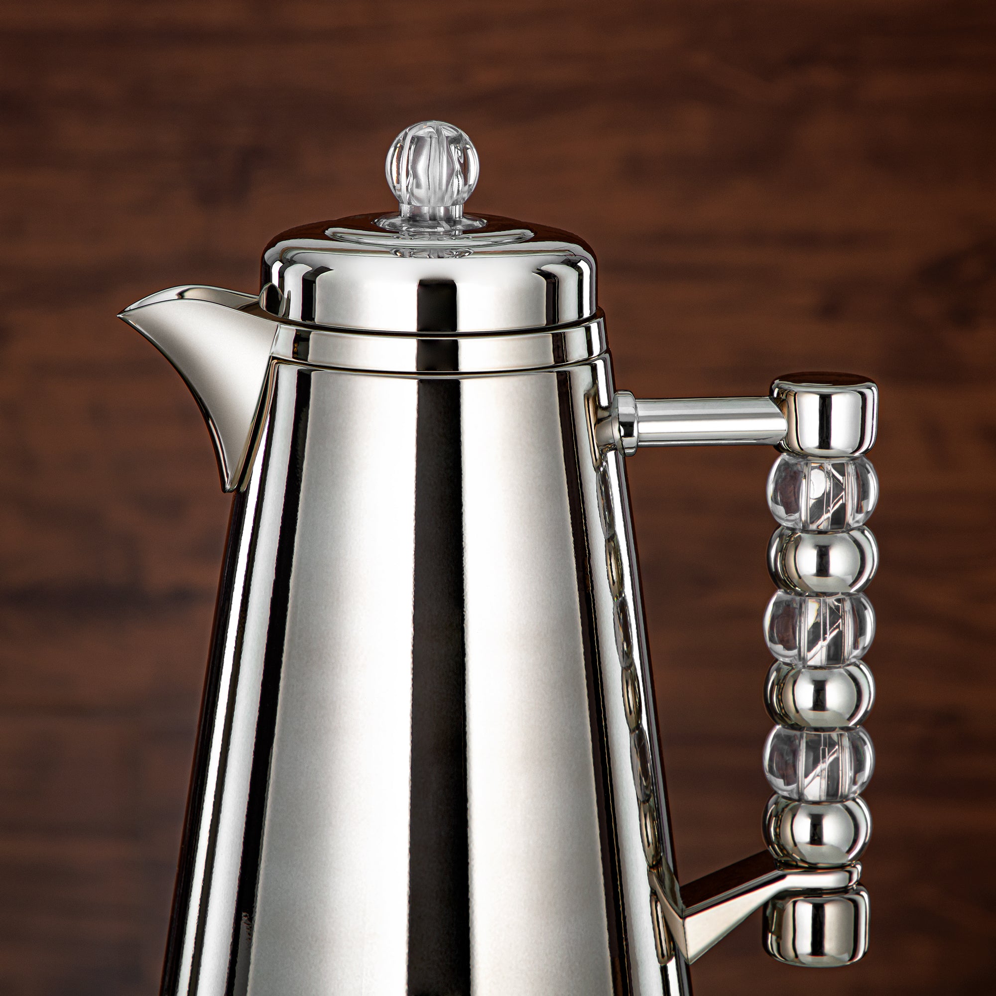 Almarjan Vacuum Flask Set Push Button 1L + 1L Silver & Transparent Acrylic (SJ42-SCAC) - Tea & Coffee Flask