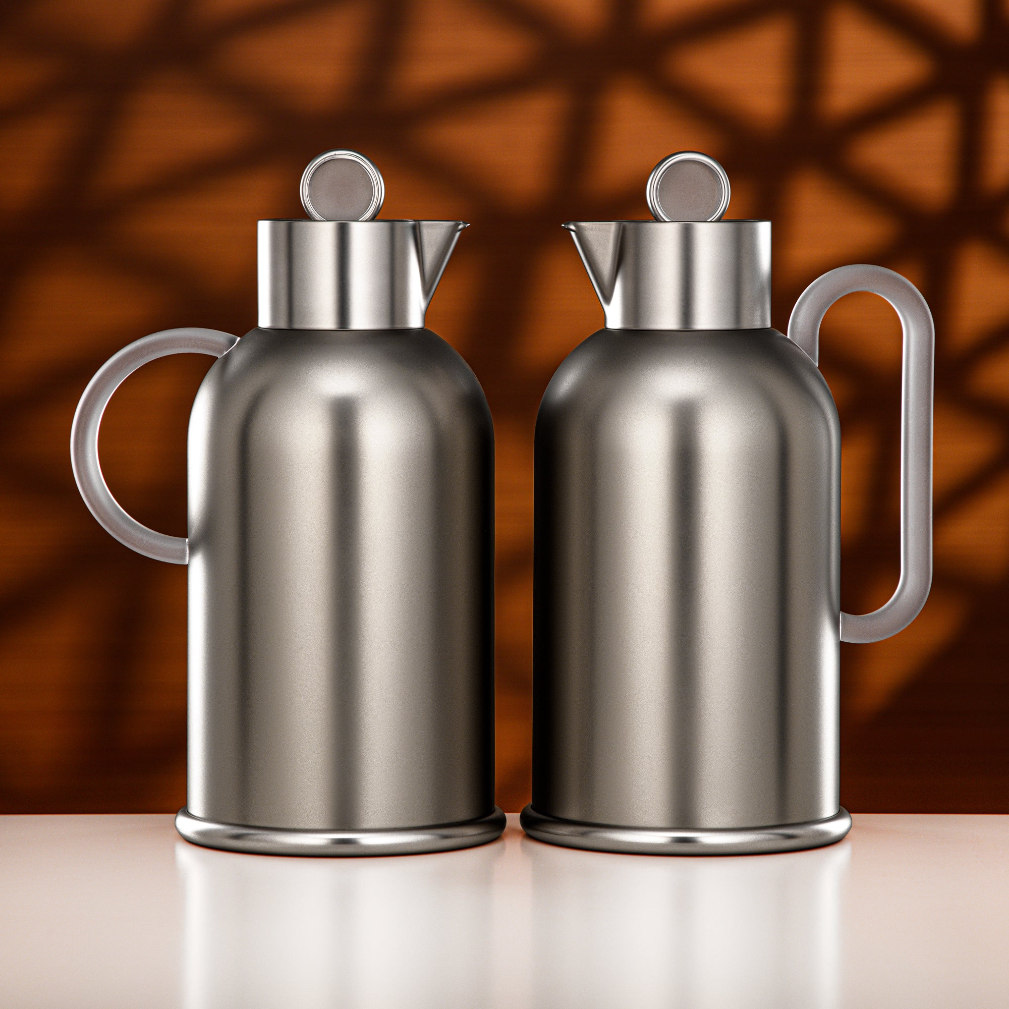 Almarjan Vacuum Flask Set 1L + 1L Matt Nickel & Frost
