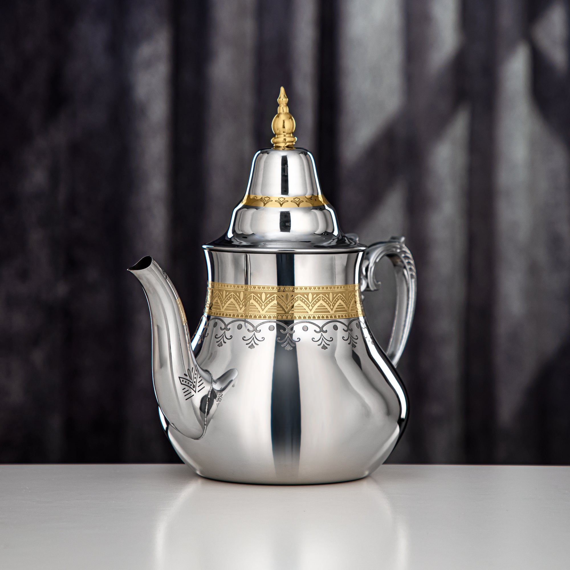 إبريق الشاي المرجان ستانلس ستيل، فضي وذهبي، 2 لتر (STS0013169) مجموعة صحراء