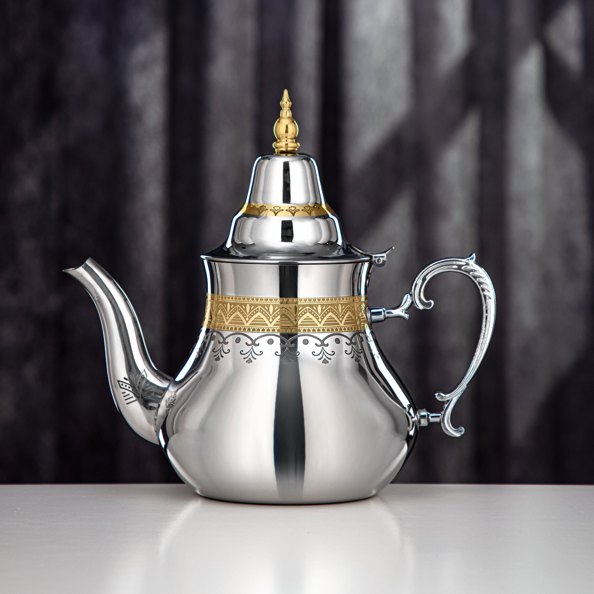 إبريق الشاي المرجان ستانلس ستيل، فضي وذهبي، 2 لتر (STS0013169) مجموعة صحراء