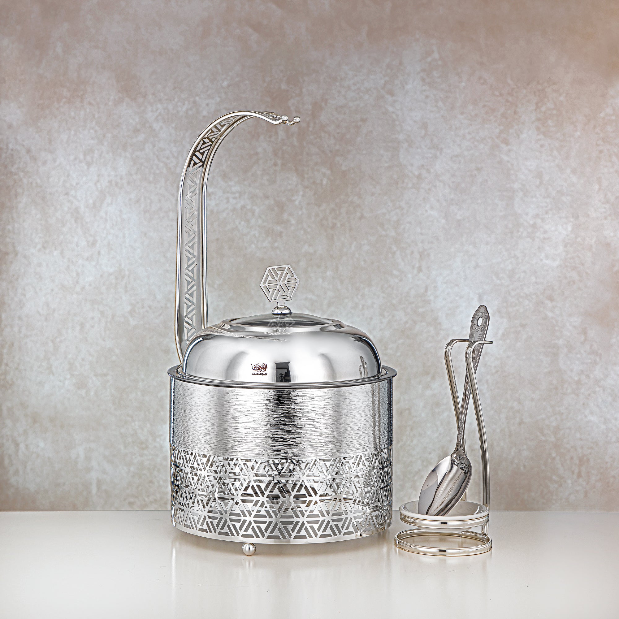 المرجان طبق تسخين 2000 مل فضي - STS0013206