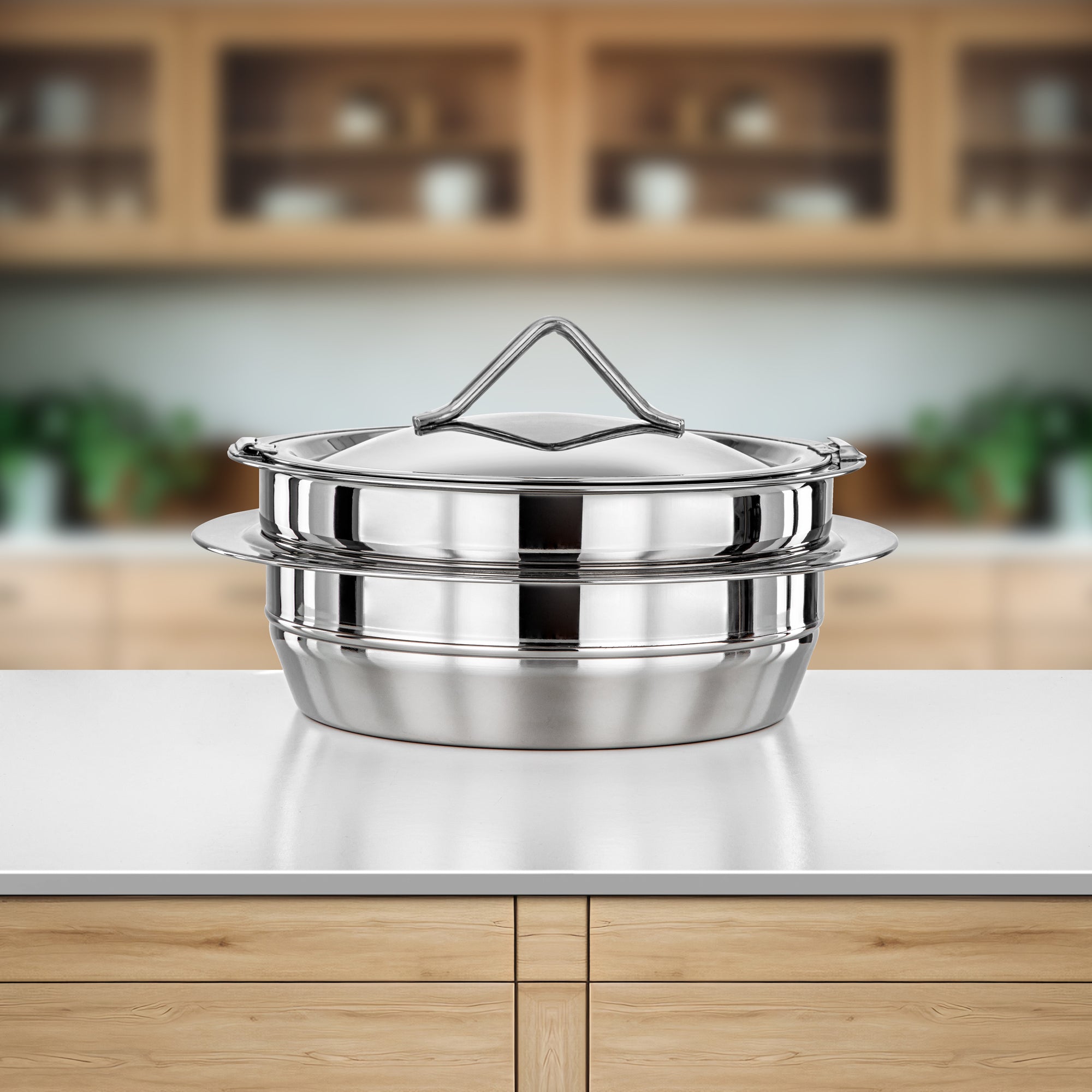 Almarjan Hot Pot Stainless Steel, 30CM (4000ML), Silver (H25P6) - Tara Collection