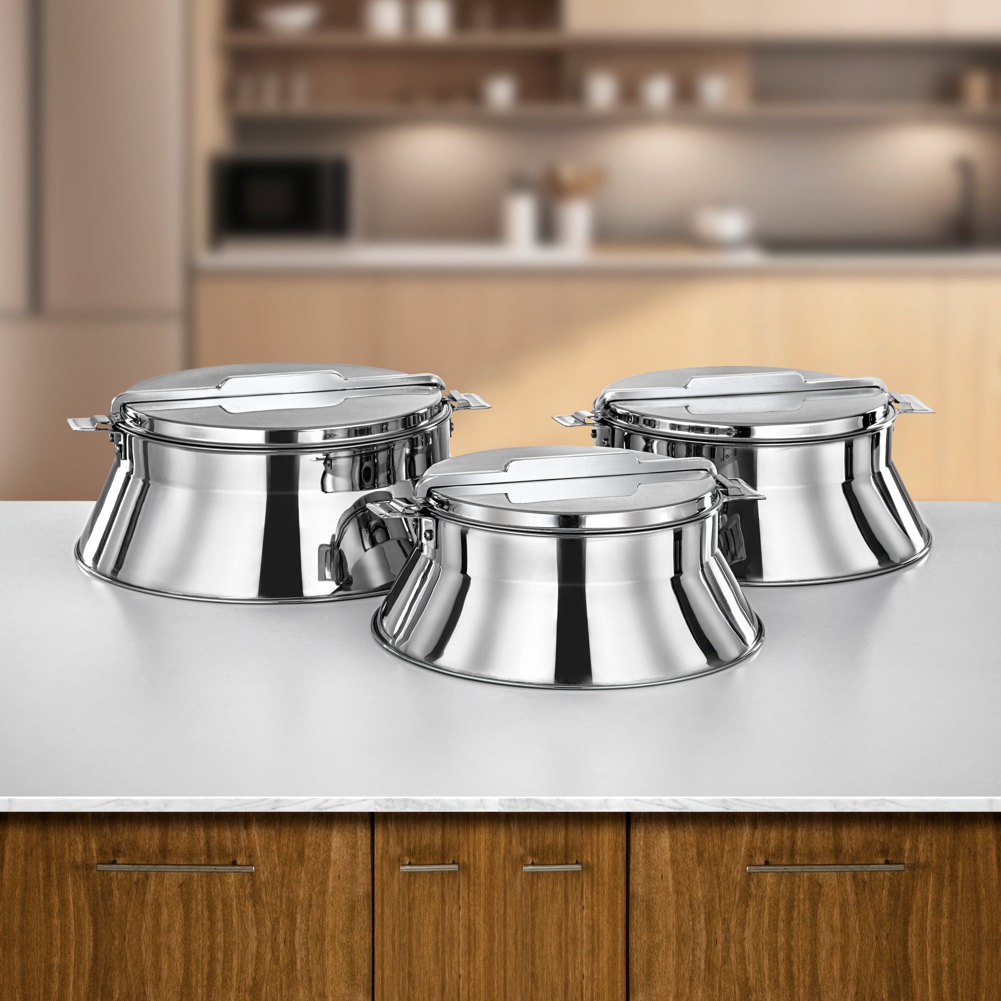 Almarjan Hot Pot Set of 3 Pieces Silver (H25P8)