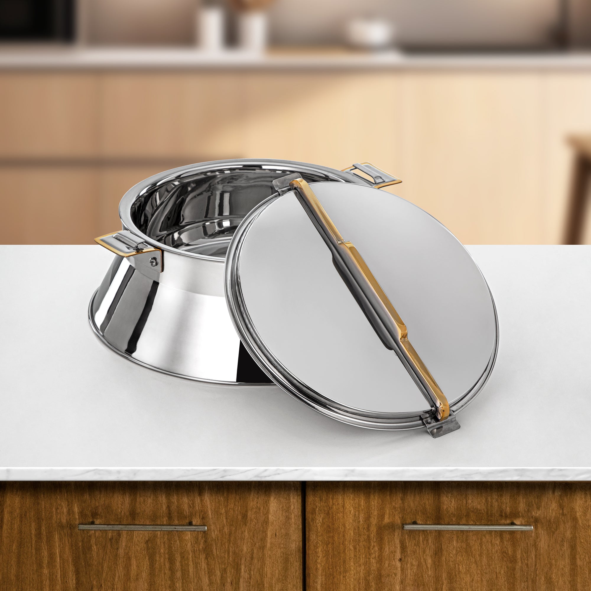 حرارات المرجان ستانلس ستيل، 30 سم (4000 مل)، فضي وذهبي (H25PG8) - مجموعة دلال