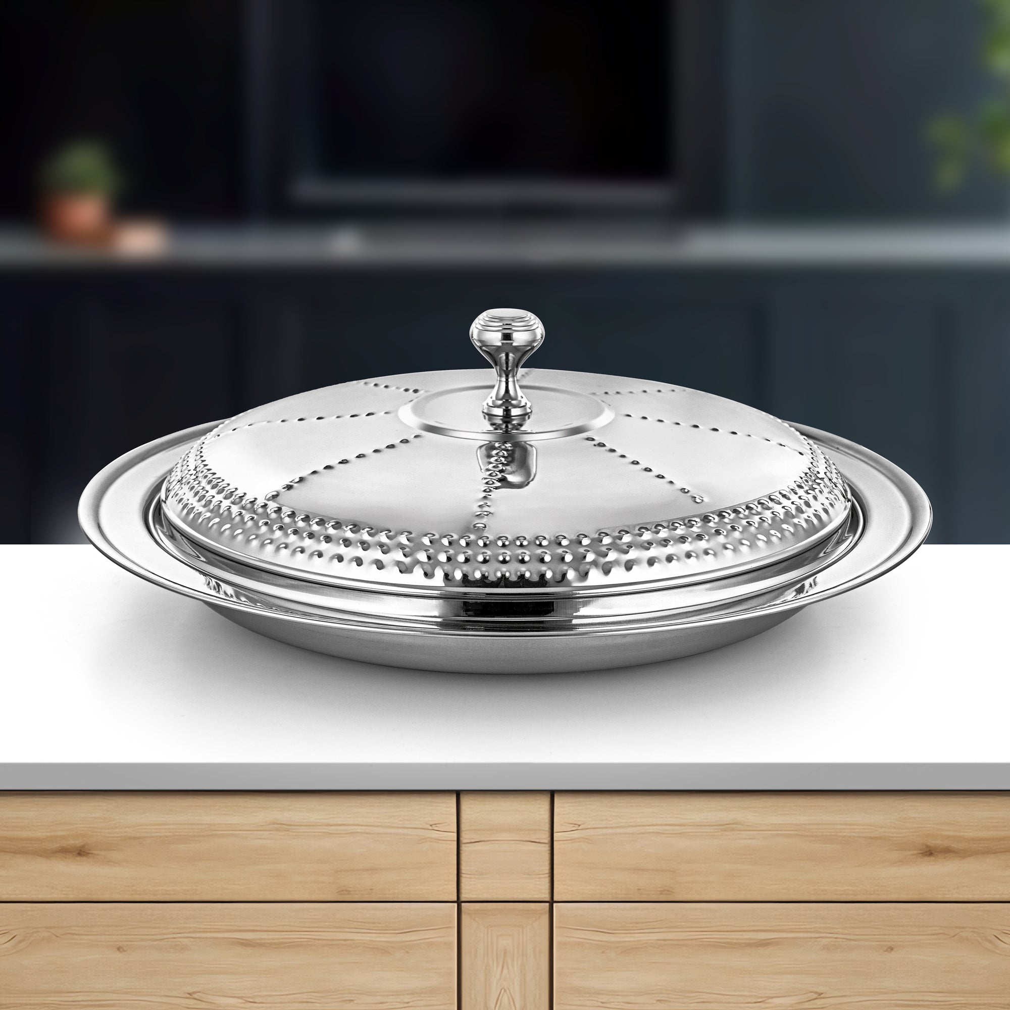 Almarjan Tray with Cover 60cm Silver