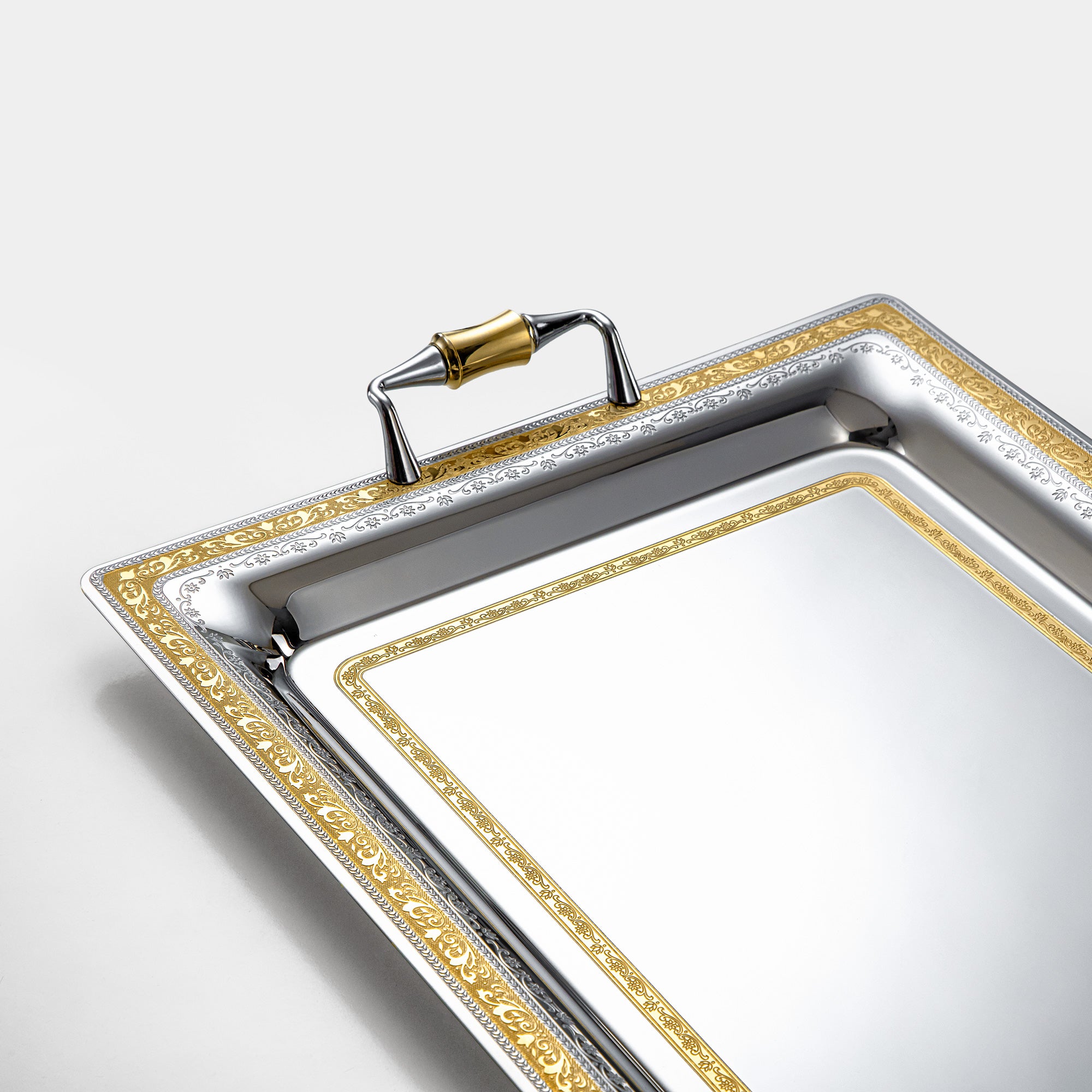 Almarjan Serving Tray 50cm Silver & Gold