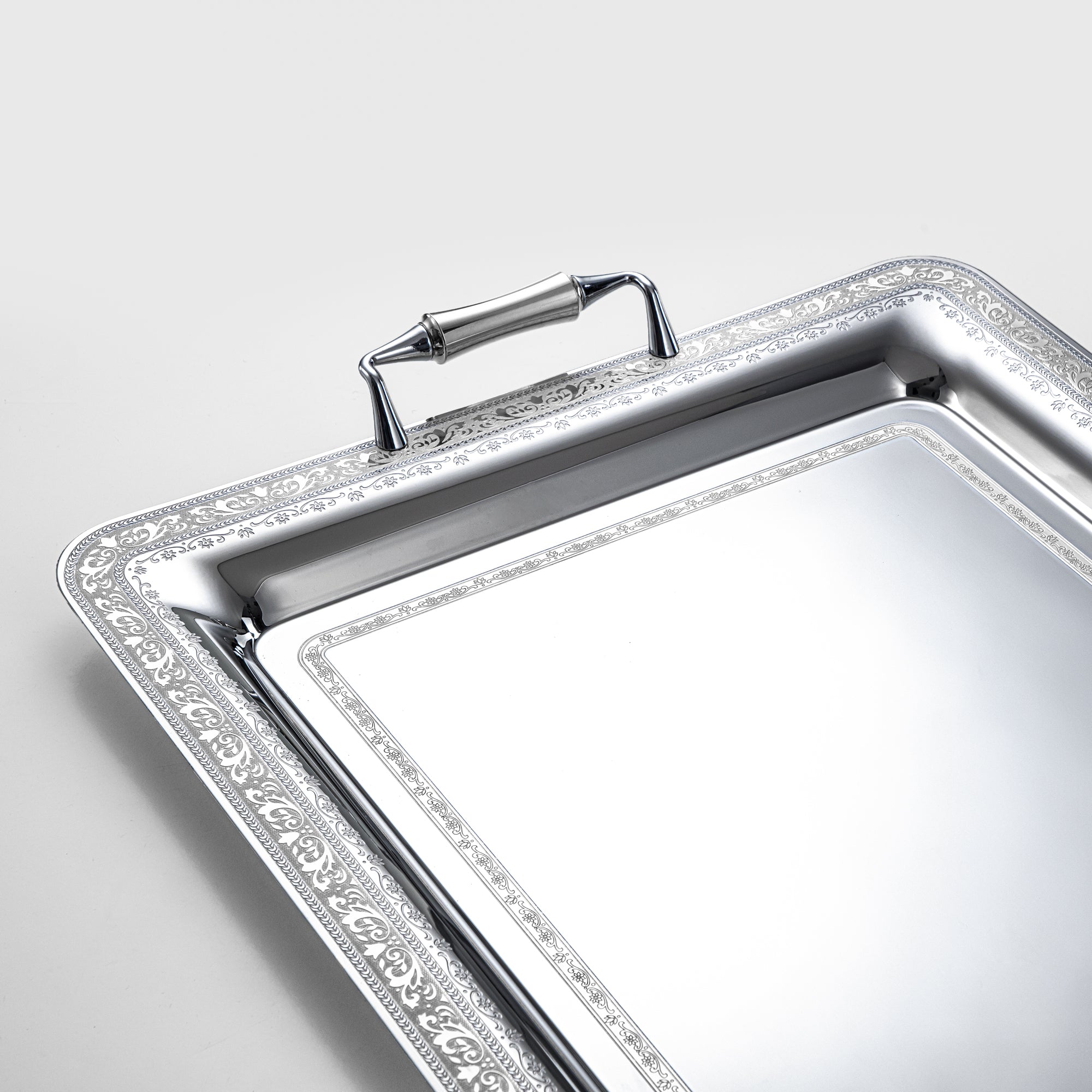 Almarjan Rectangular Serving Tray 57cm Silver
