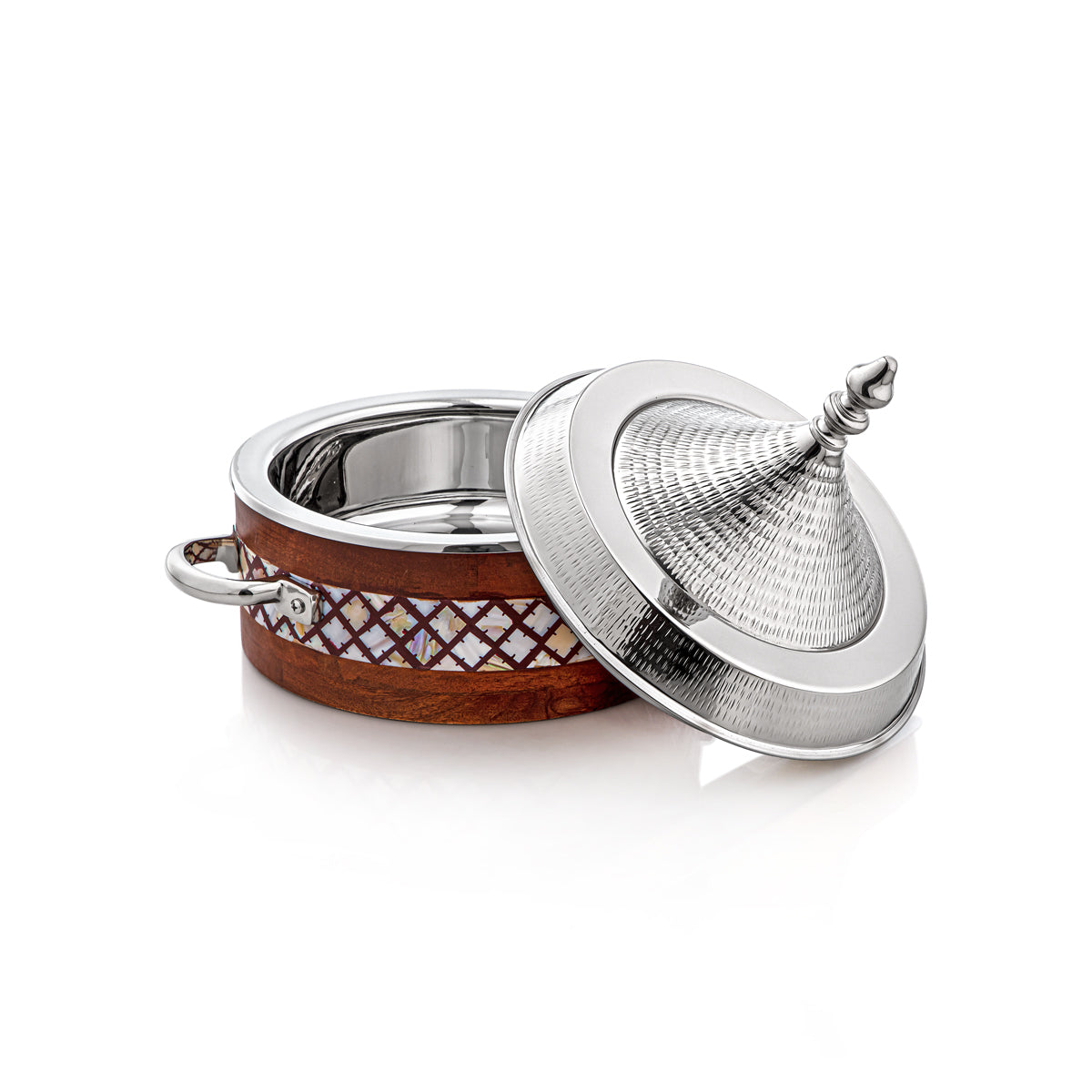 Almarjan 25 CM Stainless Steel Hot Pot Wood & Silver - MD-2928D-G