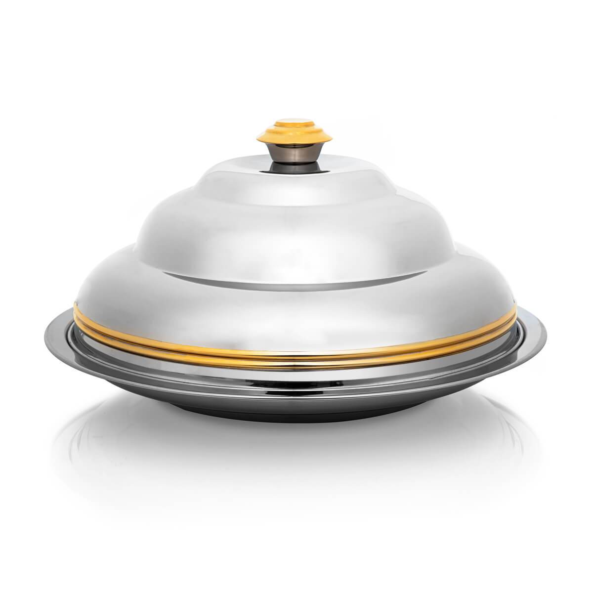 Almarjan 45 CM Orchid Collection Stainless Steel Koozy Tray Silver & Gold - H21PG1