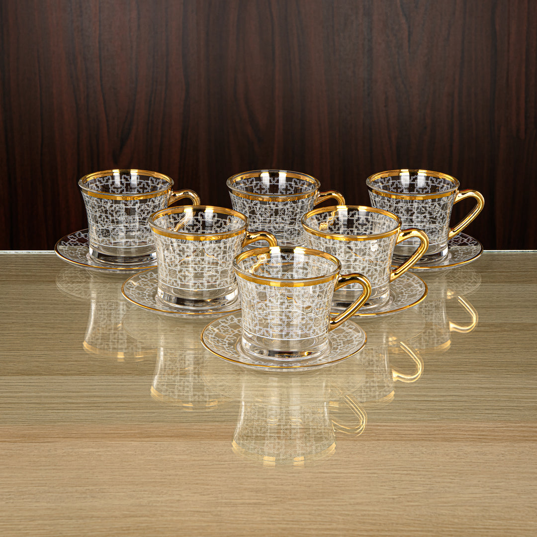 Almarjan 160 ML Glass Cup & Saucer - 1353BJ-0011P-SZH