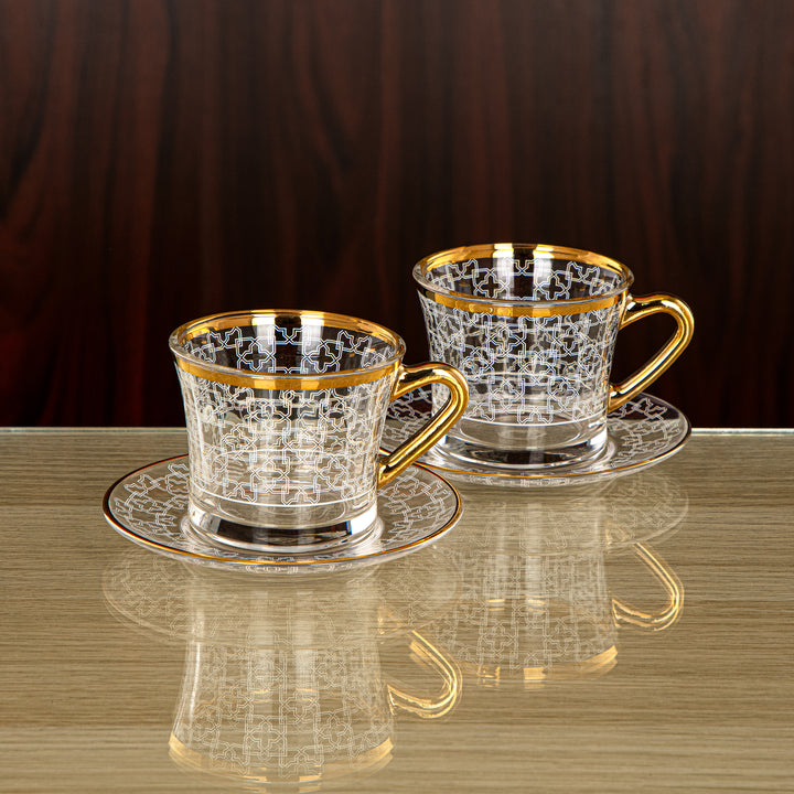 Almarjan 160 ML Glass Cup & Saucer - 1353BJ-0011P-SZH