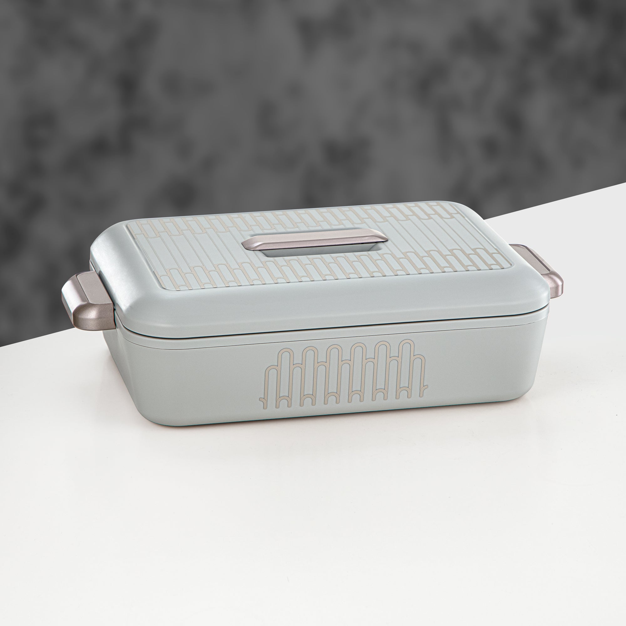 حرارات المرجان المستطيلة 2.8 لتر رمادي وذهبي غير لامع