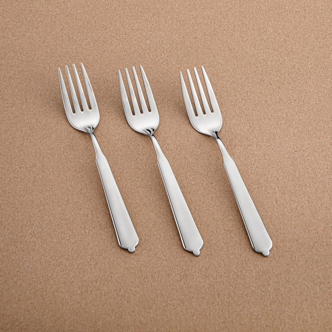 Almarjan 3-Piece Stainless Steel Tea Fork Set – Mirror Finish, Silver CUT1620041