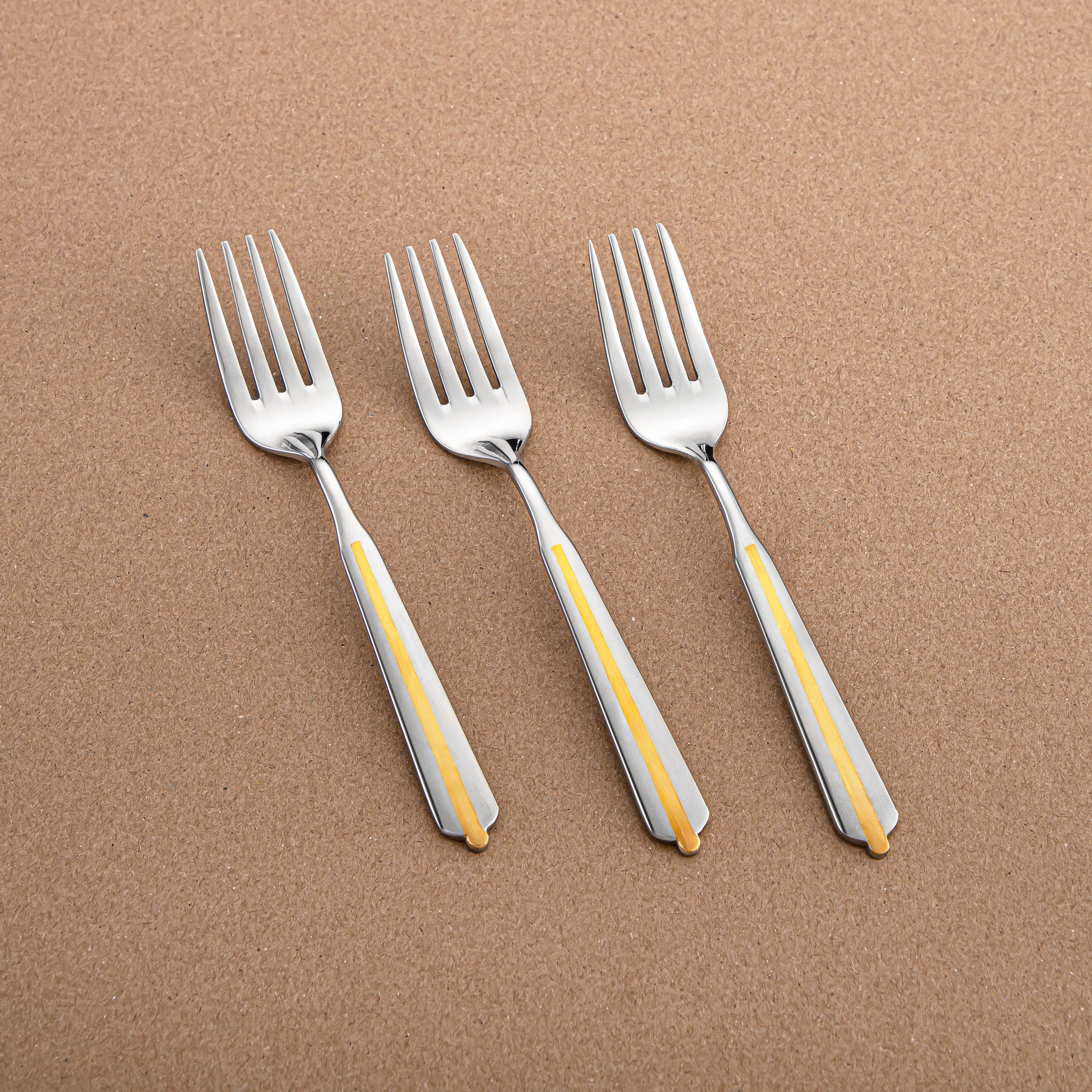 Almarjan 3-Piece Stainless Steel Tea Fork Set – Mirror Finish, Silver & Gold CUT1620043