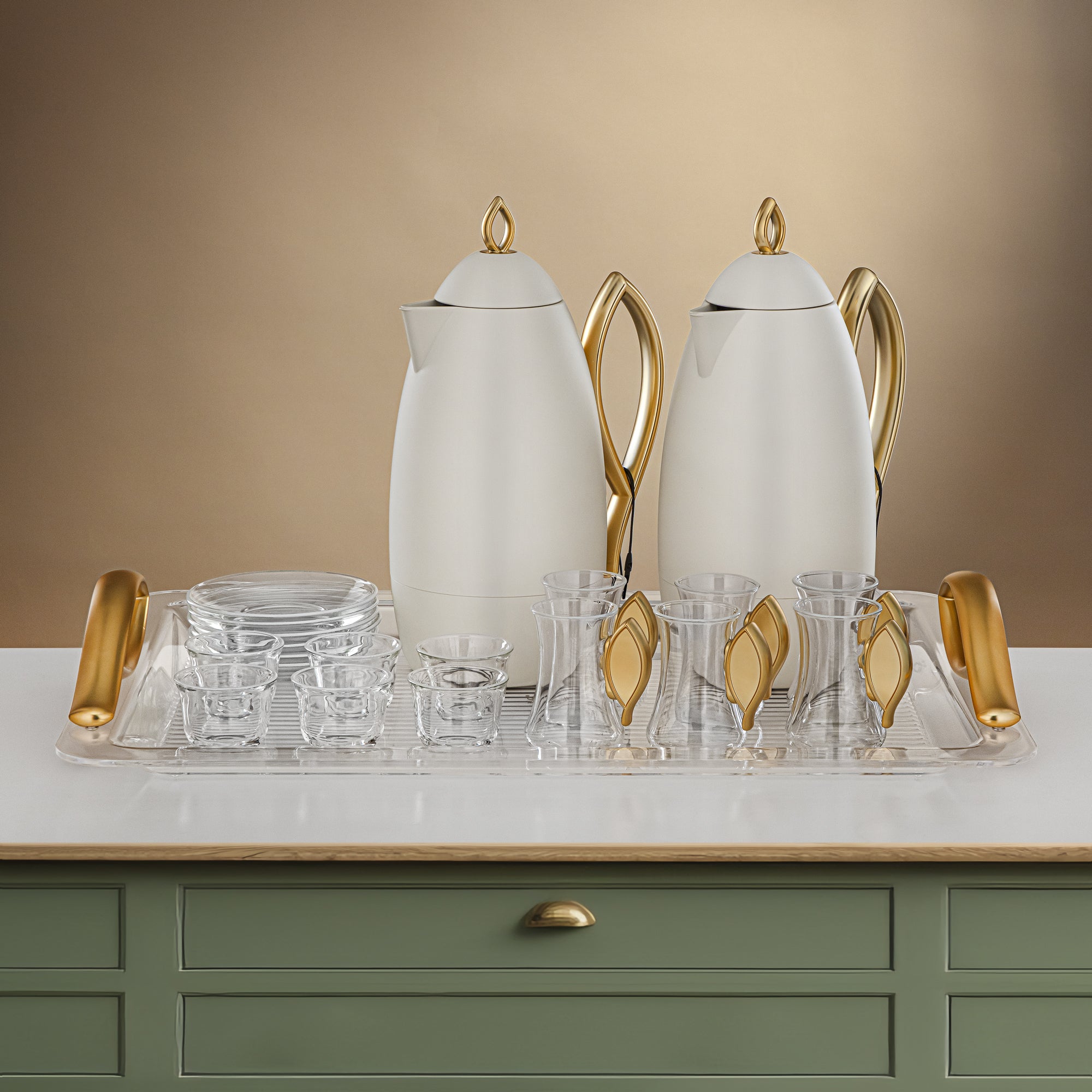 Almarjan Serving Set 24-Piece Matt Ivory & Gold