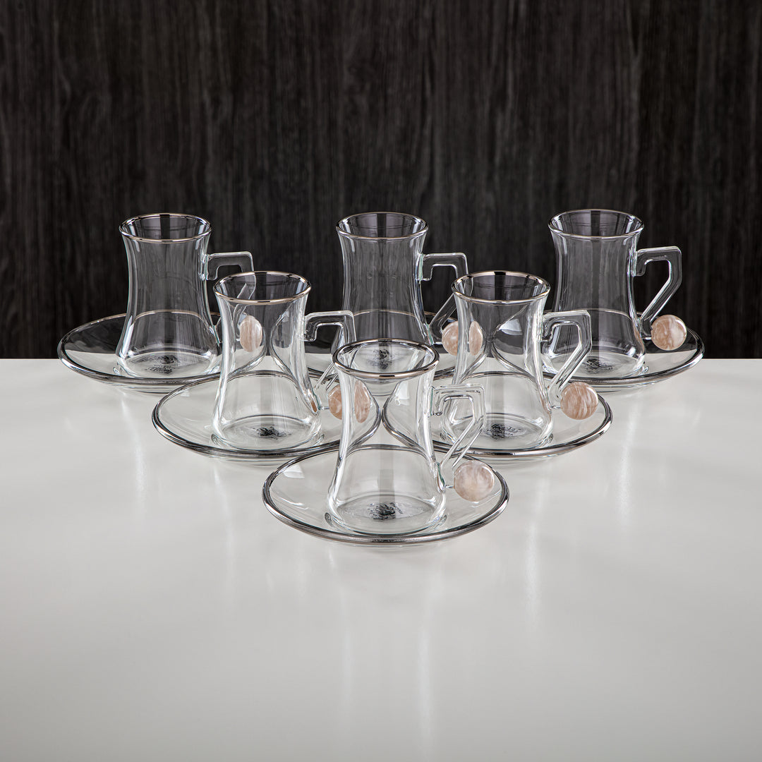 Almarjan 6 Pieces Borosilicate Glass Tea Cup Set - FB803-12 PBG/C