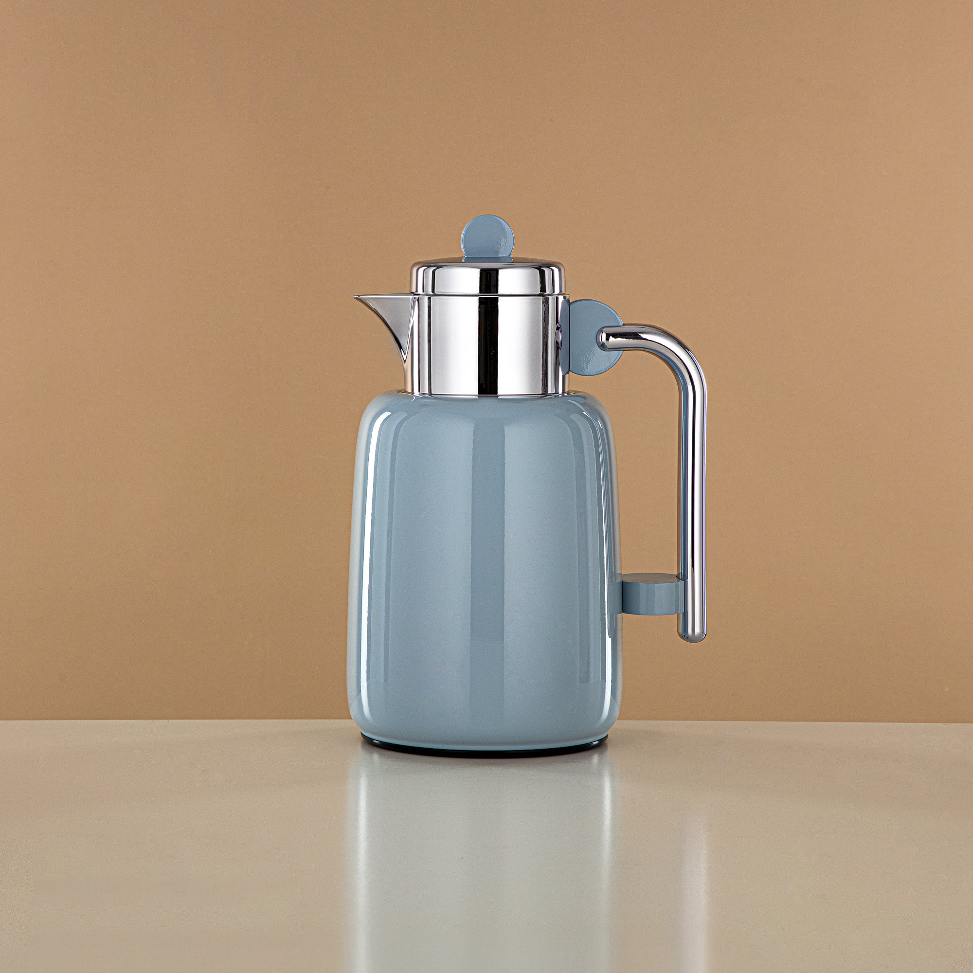 Almarjan Vacuum Flask Set - 0.7L + 1L, Baby Blue & Silver (FG808-070/100 HB/C) - For Serving Tea & Coffee