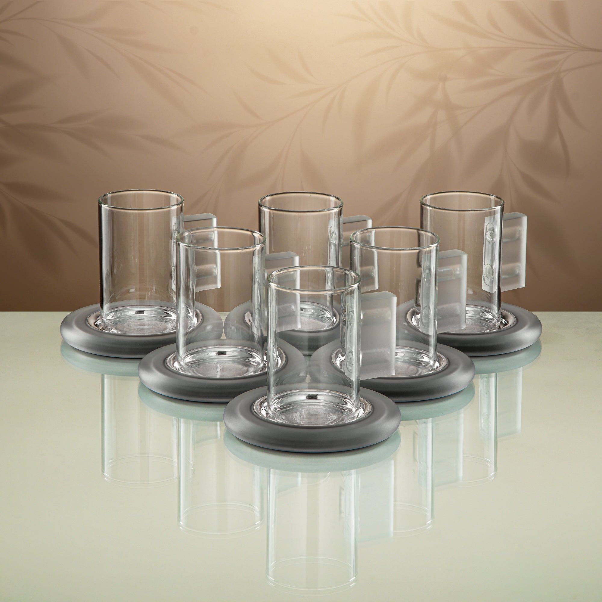 Almarjan Tea Set 18 Pieces Clear with Frost Accents