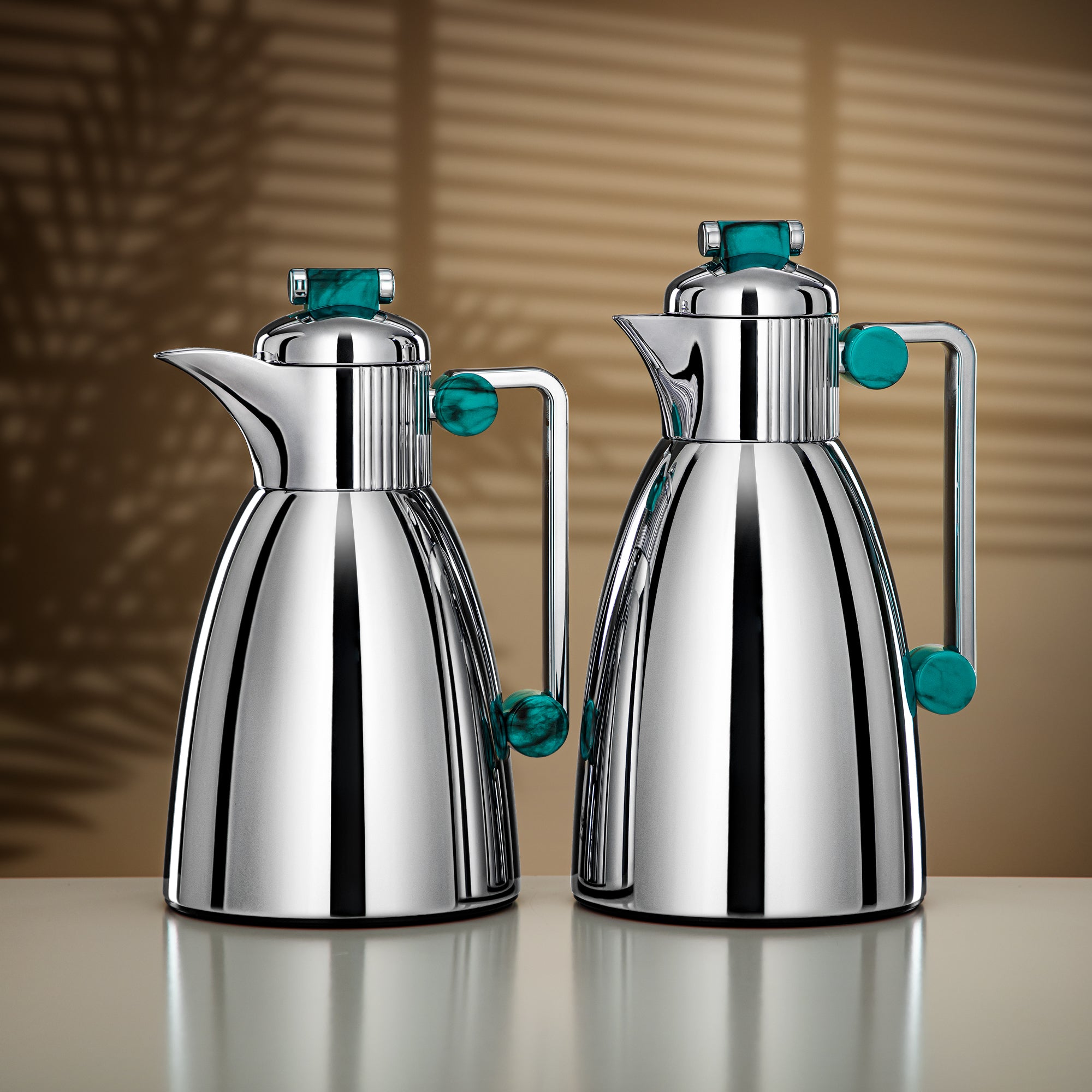 Almarjan Vacuum Flask Set 0.7L & 1L Silver & Tiffany Green