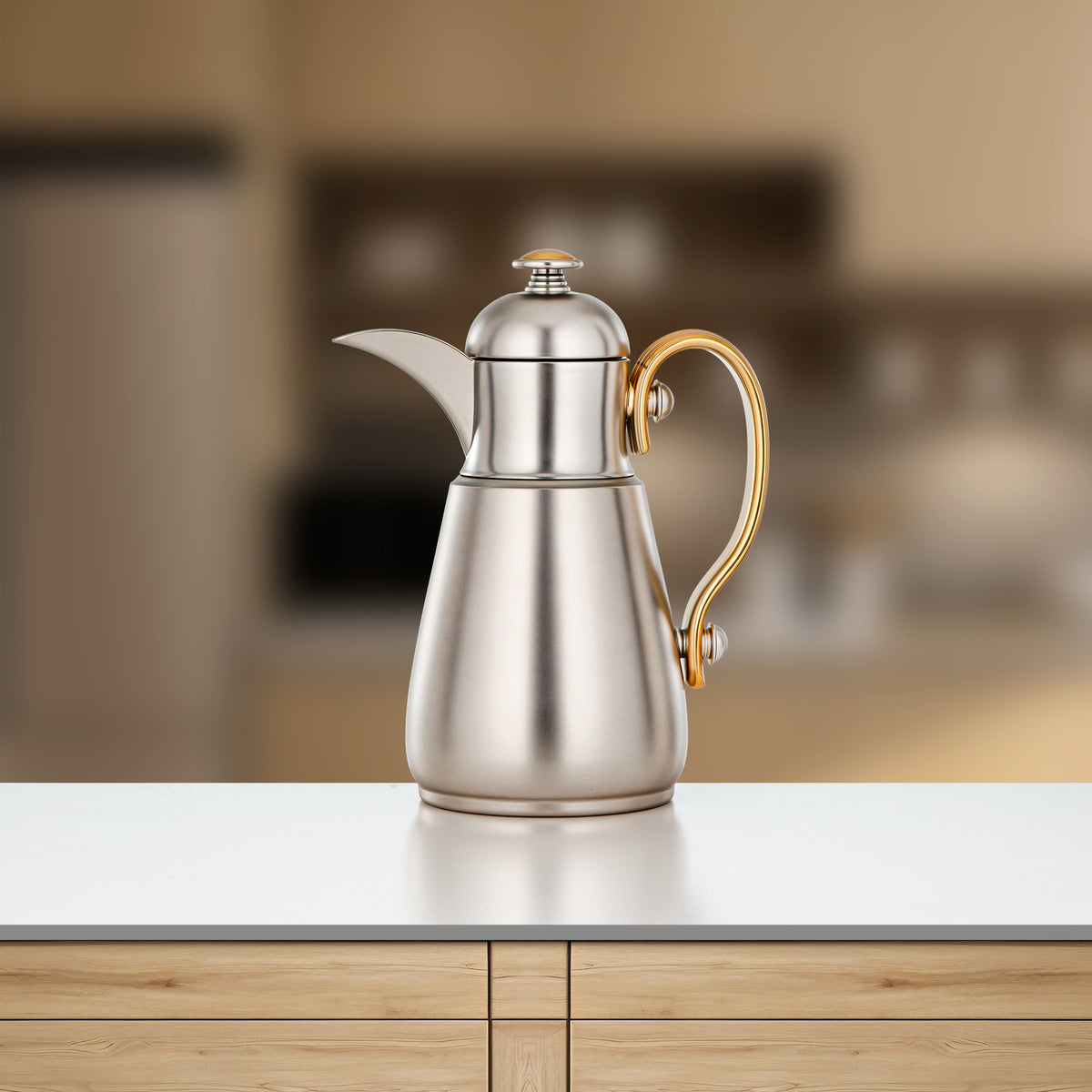 ترمس المرجان مزدوج الجدار 0.7 لتر، نيكل مطفي وذهبي مطفي