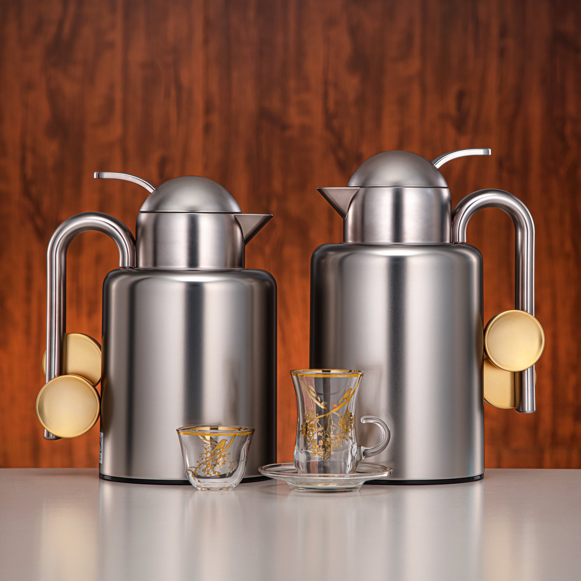 طقم ترامس المرجان مكون من 20 قطعة بلمسة نيكل مطفي وذهب مطفي