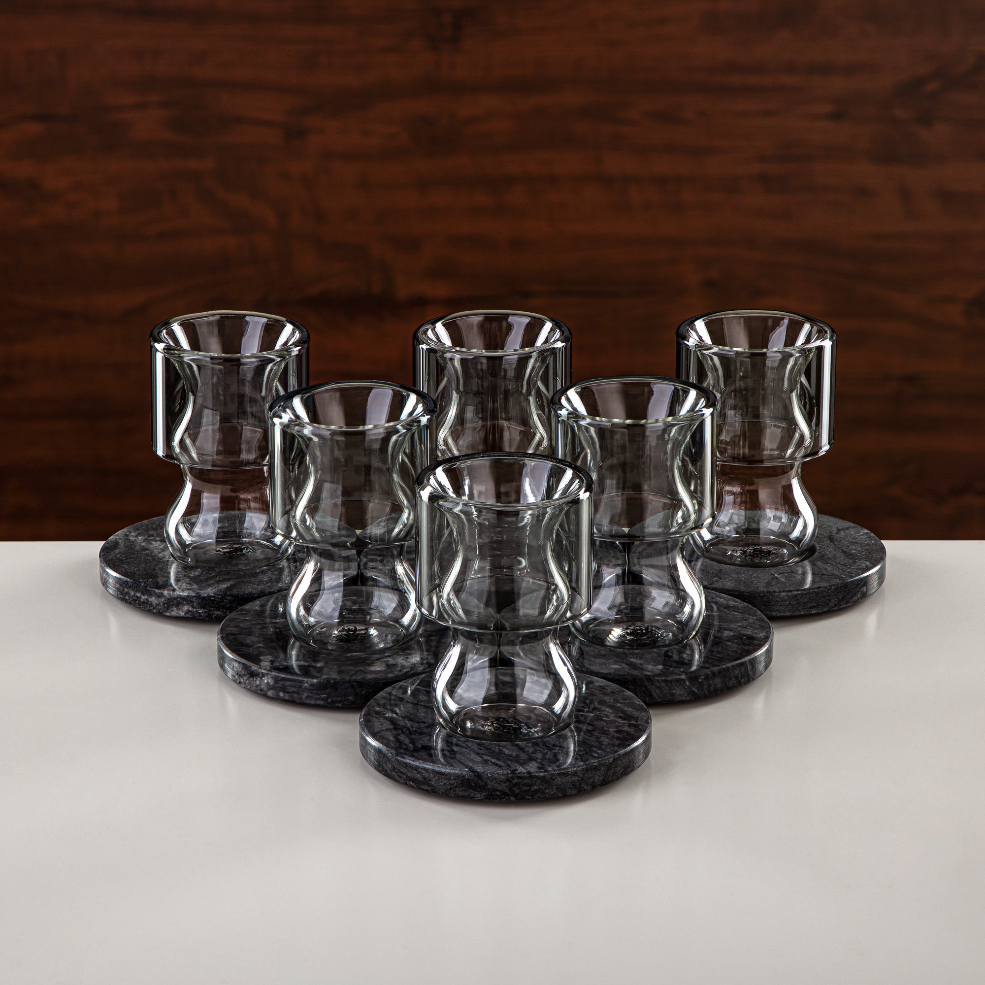 Almarjan Tea & Coffee Set 18 Pieces, Glass, Grey & Clear (GLS2630049) - Chich Serveware