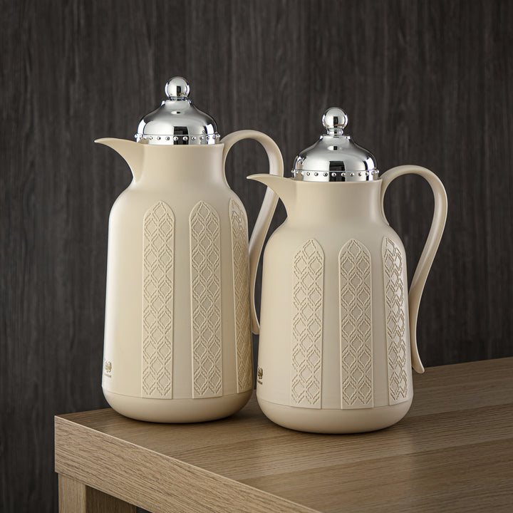 Almarjan 2 Pieces Vacuum Flask Set Ivory & Silver - GT110-070/100 IV/C