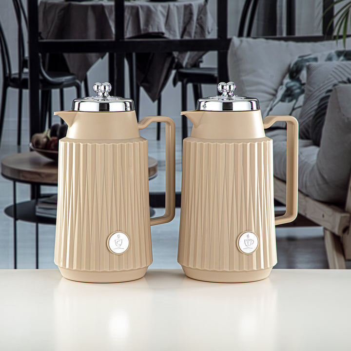 Almarjan 2 Pieces Vacuum Flask Set Beige & Silver - GT111AB-100 BG/C