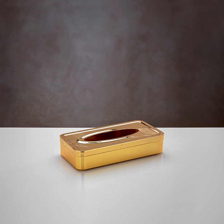 Almarjan 2 Pieces Dustbin & Tissue Box Set Gold - HT2305016